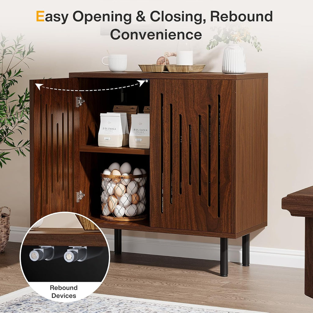 Tribesigns Set of 2 Sideboard Buffet with Storage, 59' Buffet Sideboard Cabinet with Adjustable Shelves, Accent Storage Cabinet for Living Room, Dark Brown