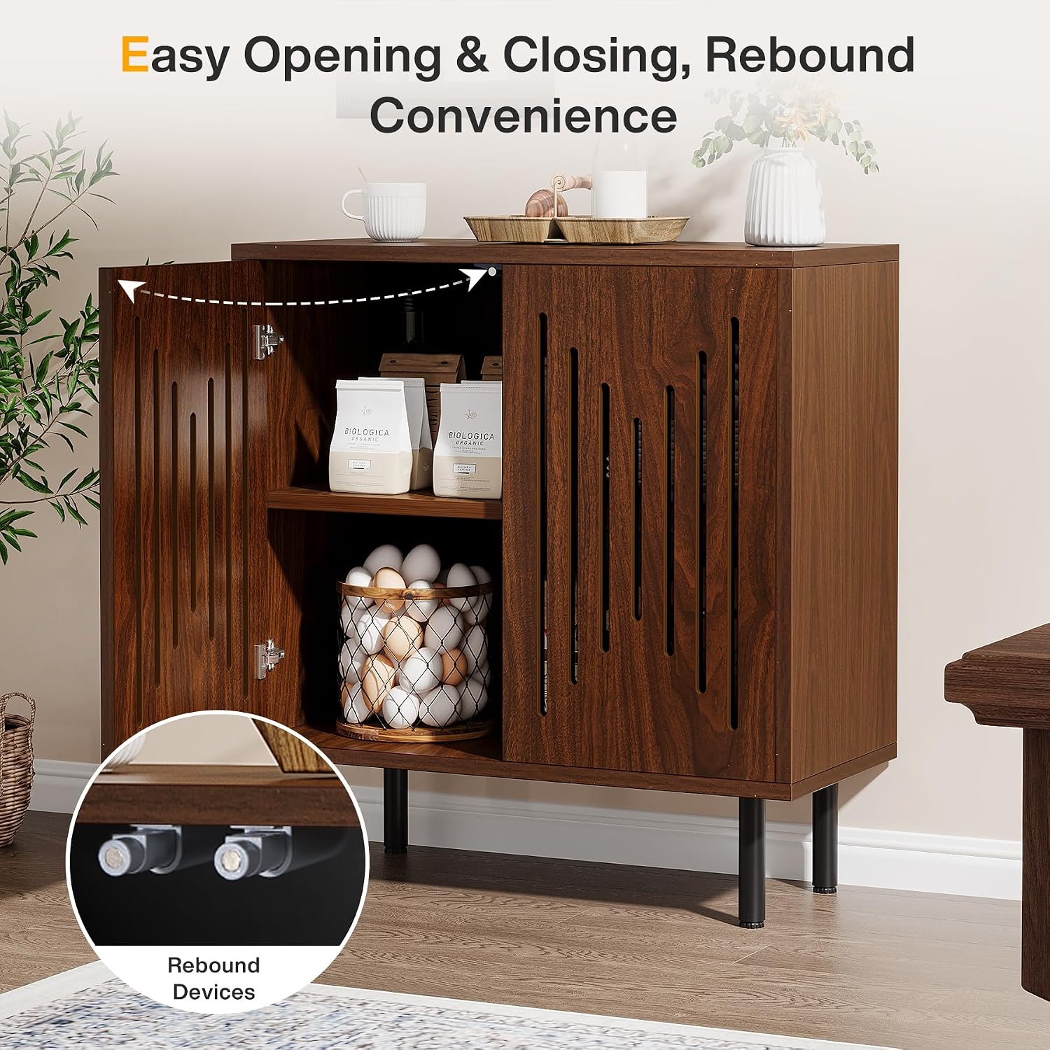 Tribesigns Set of 2 Sideboard Buffet with Storage, 59' Buffet Sideboard Cabinet with Adjustable Shelves, Accent Storage Cabinet for Living Room, Dark Brown