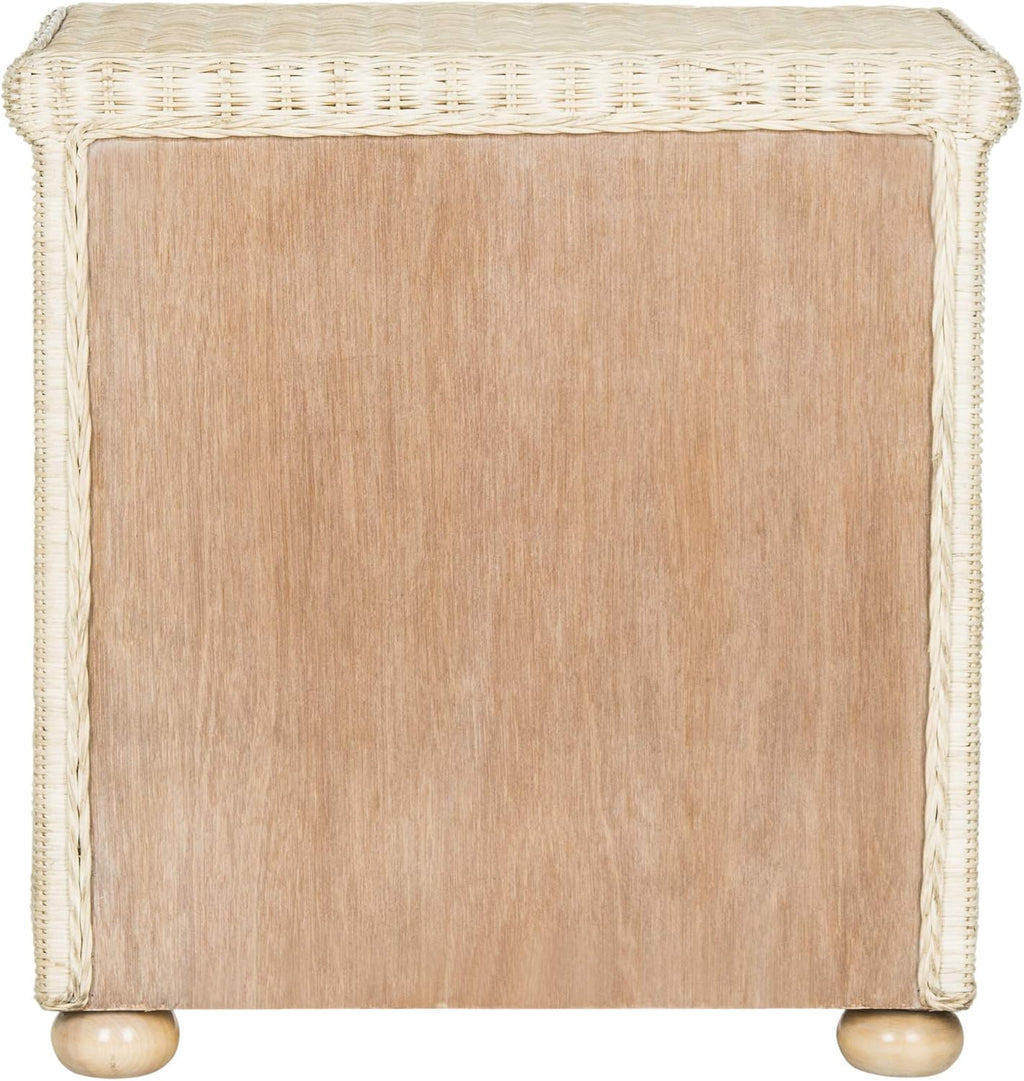 SAFAVIEH Home Collection - Adira Natural White Wash Wicker 1-Drawer Nightstand Accent Table, Coastal Boho Bedroom Storage Furniture with Shelf, 22.1'W x 16.5'D x 22.1'H (SEA8002A)