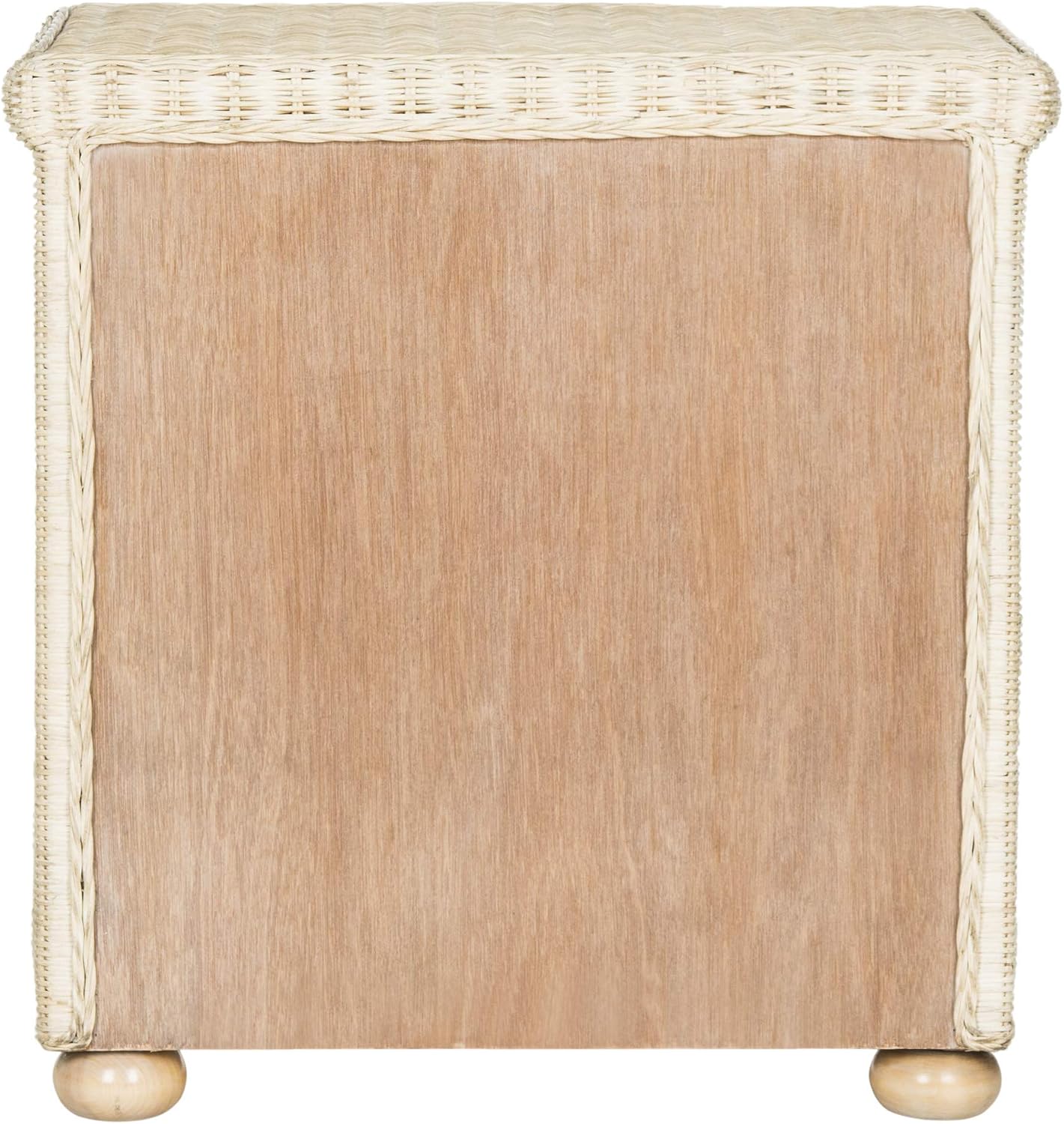 SAFAVIEH Home Collection - Adira Natural White Wash Wicker 1-Drawer Nightstand Accent Table, Coastal Boho Bedroom Storage Furniture with Shelf, 22.1'W x 16.5'D x 22.1'H (SEA8002A)