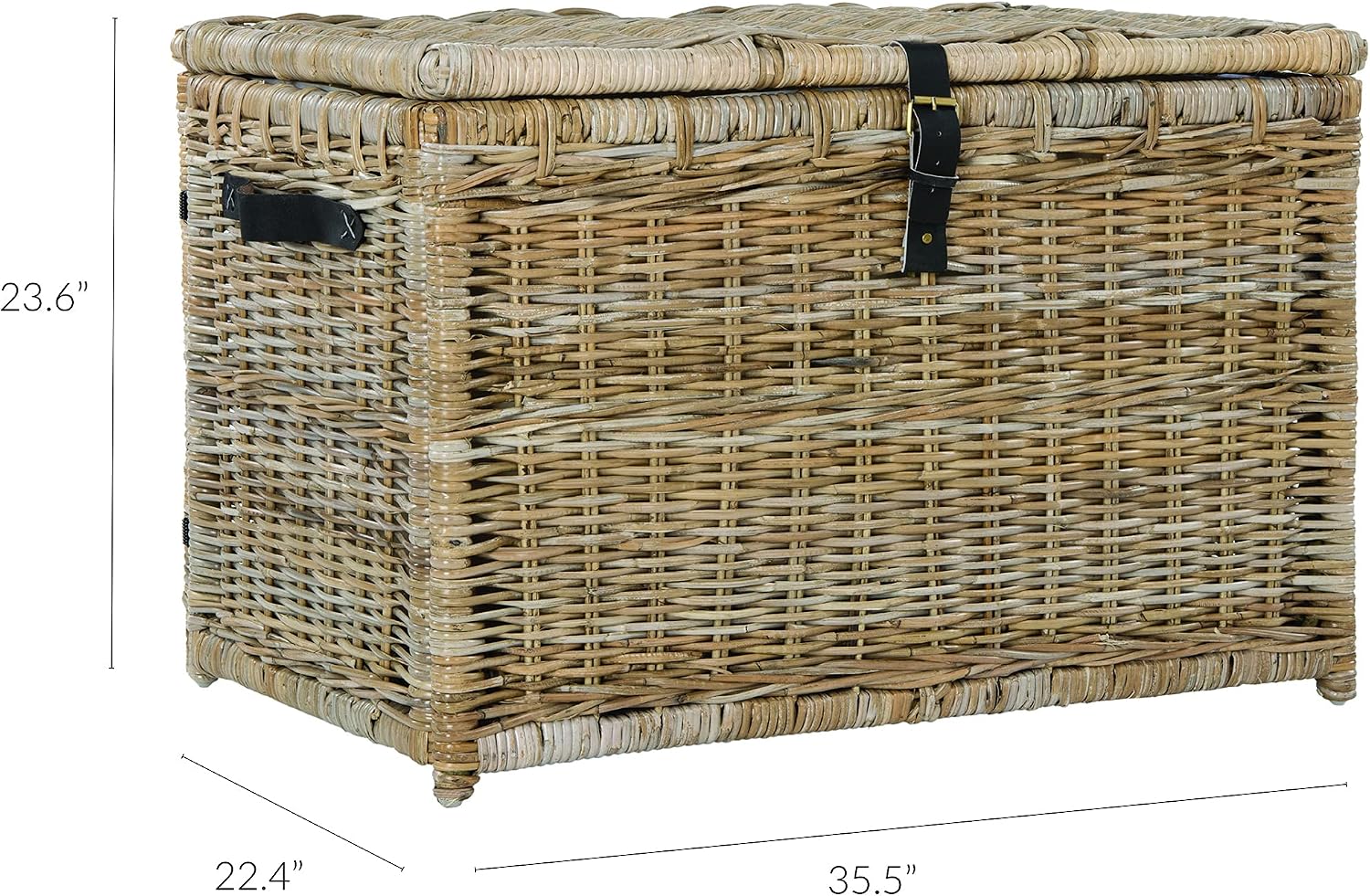 happimess HPM9004B Michael 35' Wicker Storage Trunk, Collapsible for flat storage, Rattan-Kubusoft Gray, Coastal for Office, Dorm Room-LivingRoom, Bedroom, Dining Room, Natural