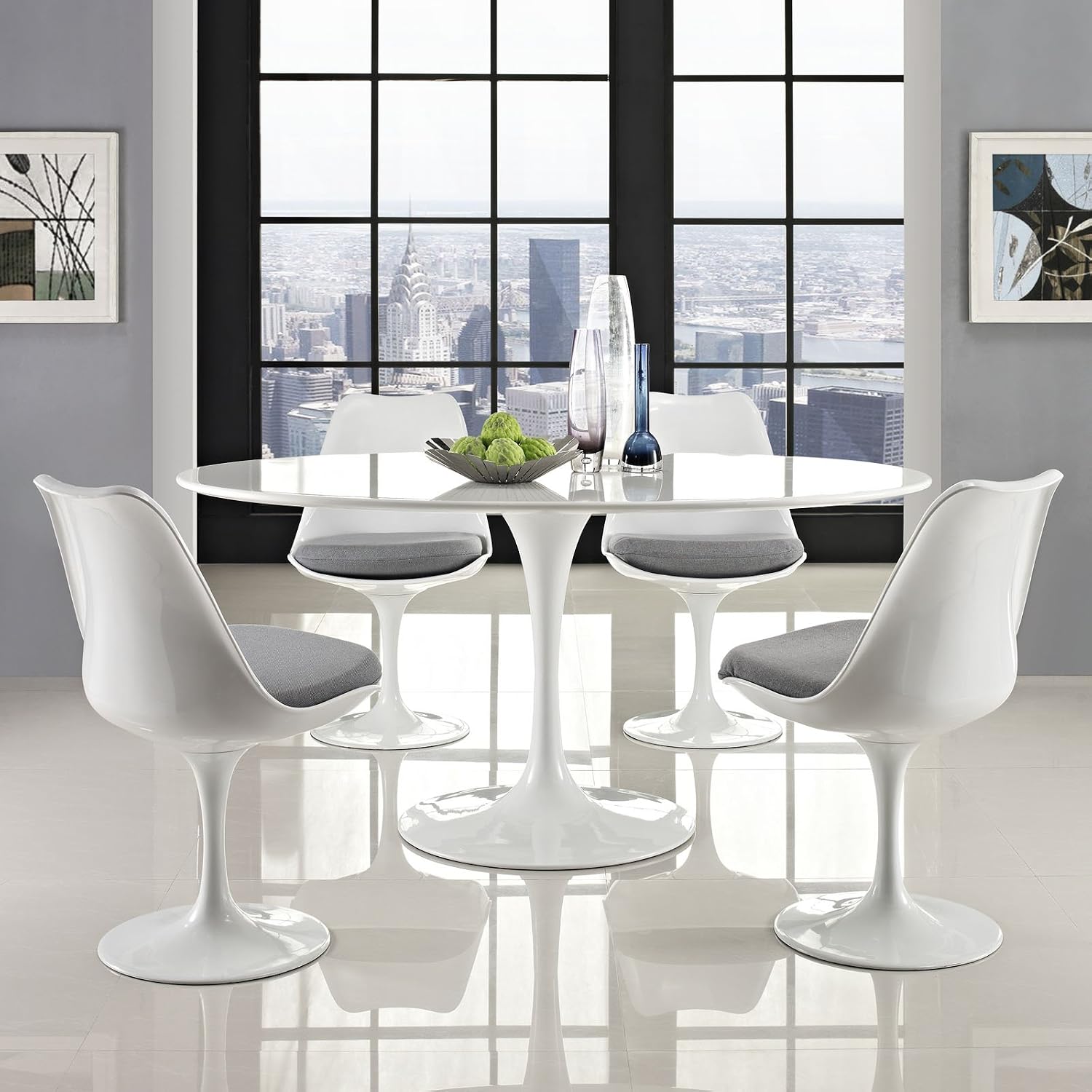 Lippa 60' Oval Wood Top Dining Table - White