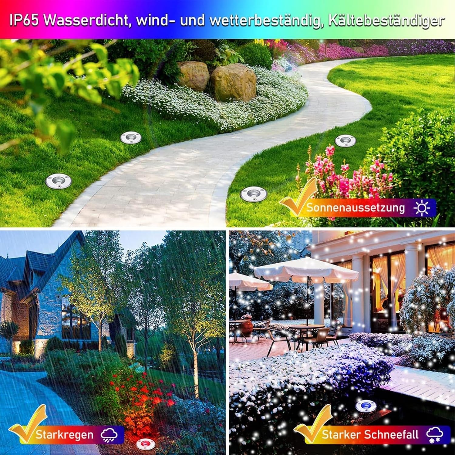 4PCS Ground LED Landscape Lamp - 6W Outdoor Buried Lights - DC12V RGB Recessed Ground Lights, Wireless Remote Control Spotlight, for Patio, Garden Illumination