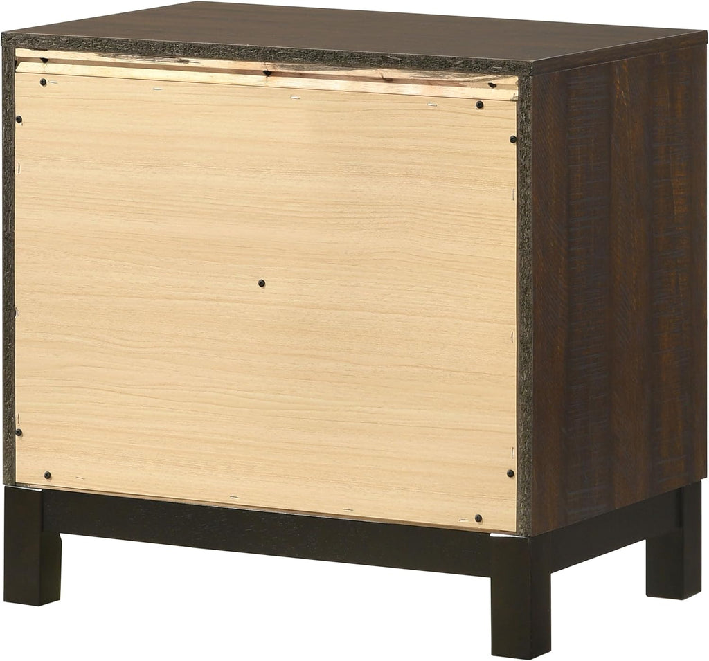 Coaster Home Furnishings Edmonton Farmhouse Engineered Wood 2-Drawer Bedroom Nightstand Bedside Table Organizer Unit Rustic Tobacco 204352
