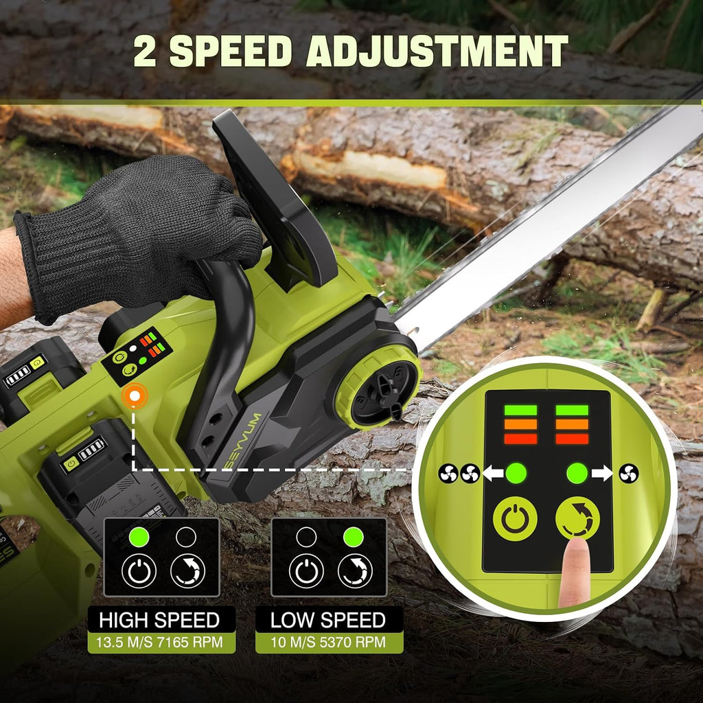 40V 16 Inch Chainsaw with 2 x 4.0Ah Batteries for Tree Felling, Firewood Cutting, Pruning