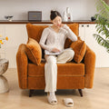 Rexulqo Oversized Accent Chair with Seats Storage,Comfy Living Room Chairs with 2 Throw Pillow,Upholstered Mid-Century Armchair,24.5'' Deep Seat,Reading Chair for Bedroom,Office,Chenille,Yellow