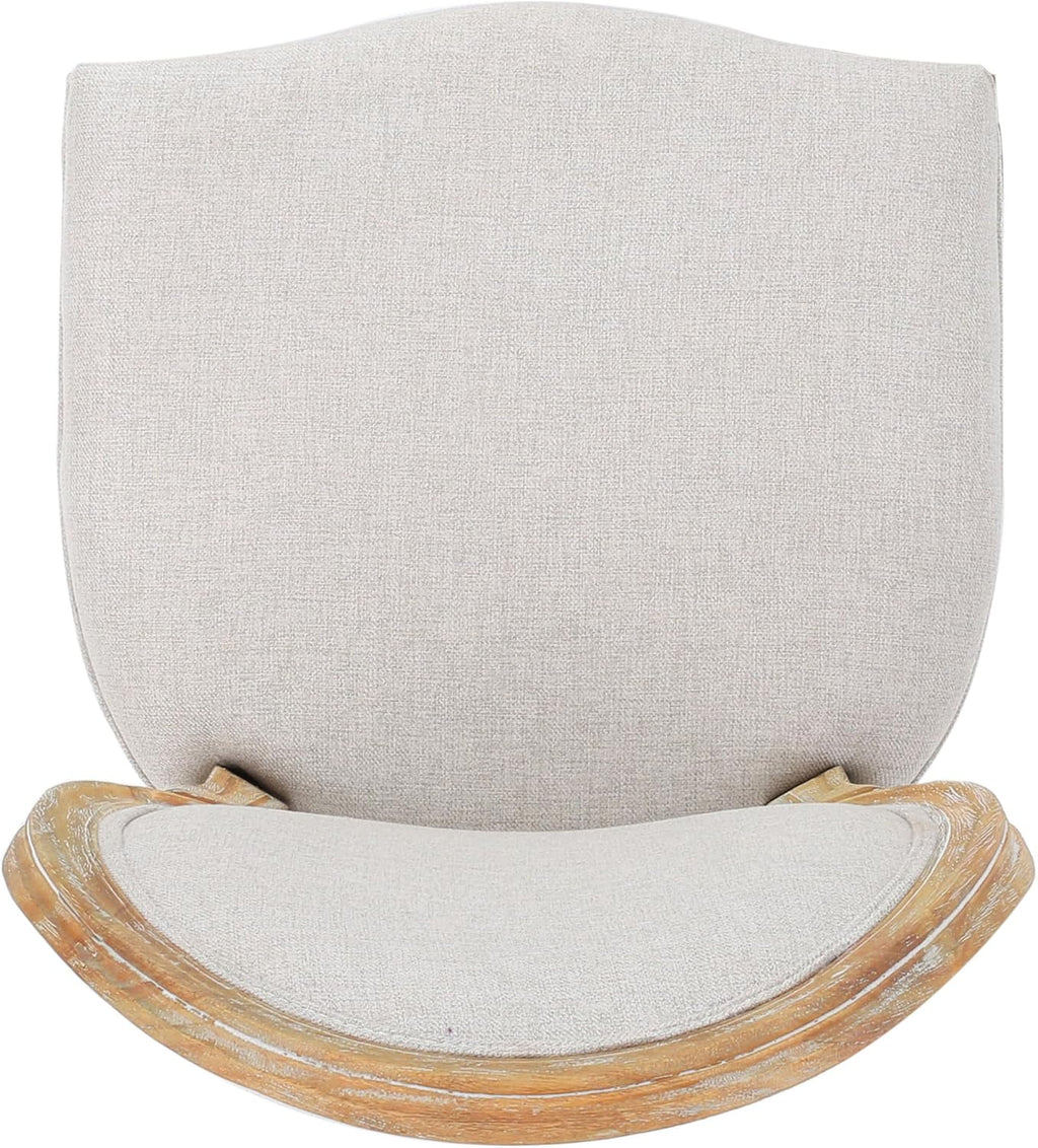 Christopher Knight Home Phinnaeus Polyester Beige Fabric Dining Chair (Set of 2), 2-Pcs Set