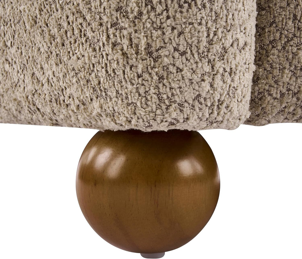 Christopher Knight Home Aiden Boucle Wingback Accent Chair, Fabric Upholstered Club Chair with Wooden Frame, Comfy Reading Chair for Living Room/Bedroom, Light Brown+Walnut Brown