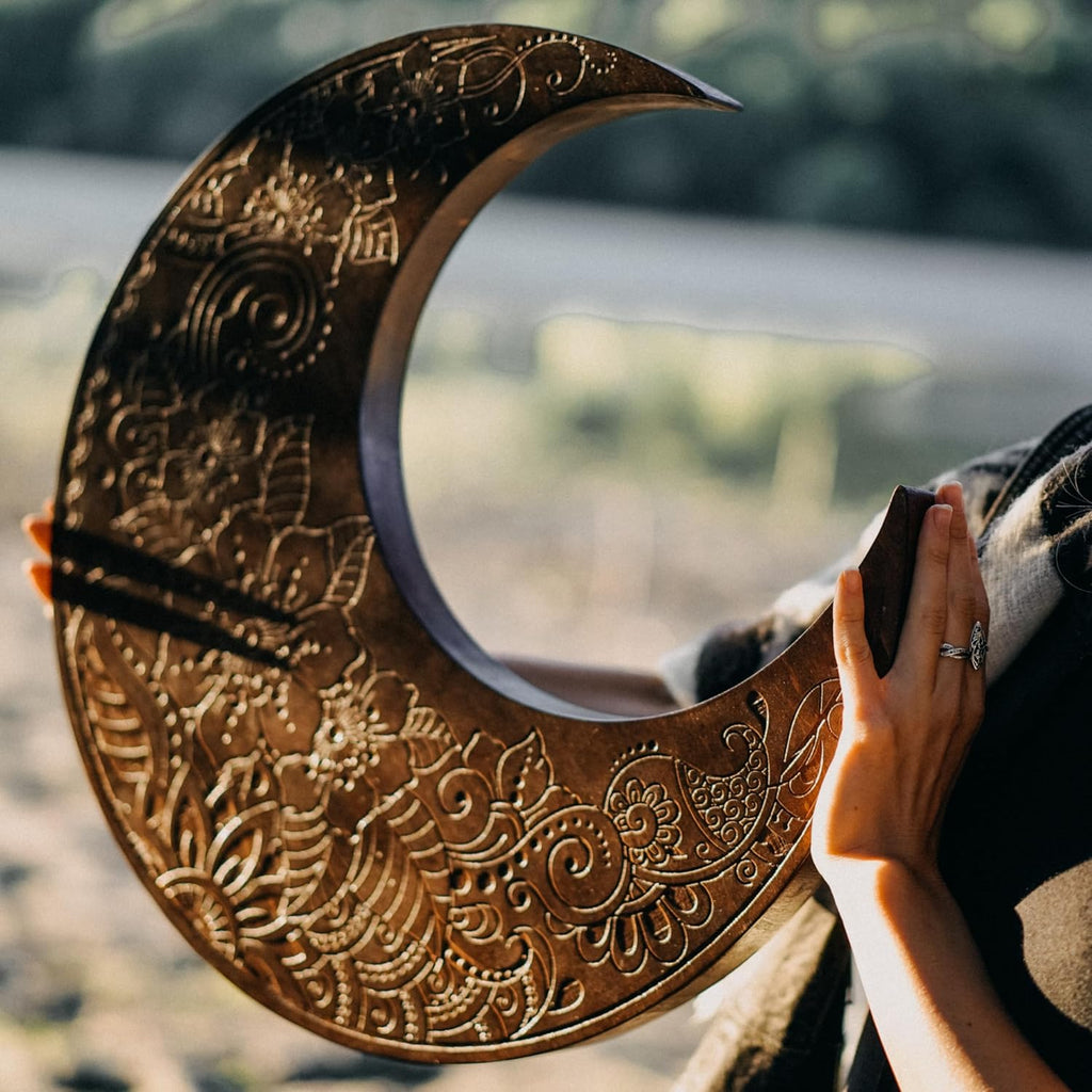 Crescent Ocean Disc 19.5 Inch (50 cm), Handmade Wooden Ocean Drum for Sound Healing, Meditation, Yoga & Sound Bath, With Soft Carry Bag