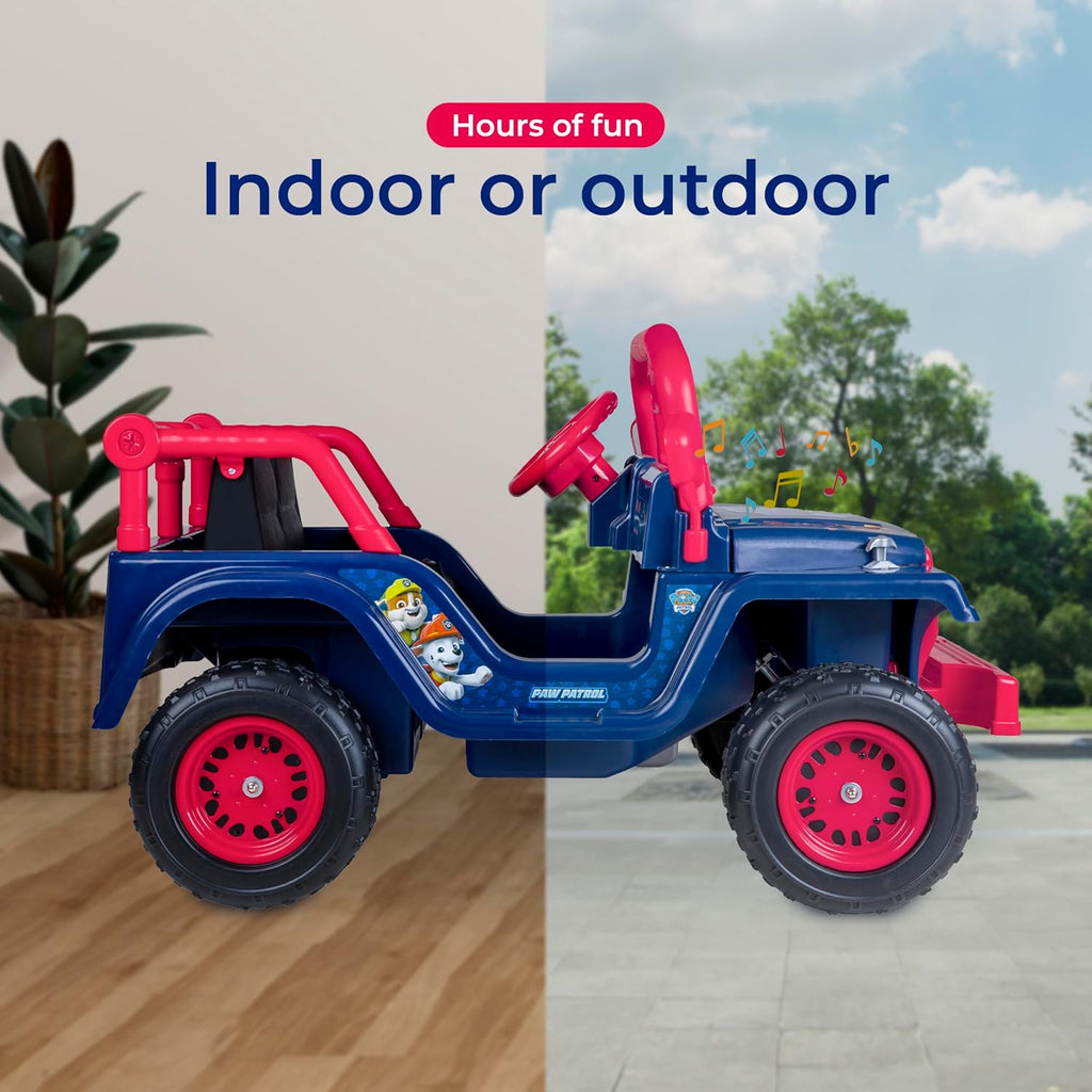 Paw Patrol 12V Kids Electric Ride-On Car, 2-Seater with Music, Sounds, Durable Wheels, Dual Seat Belts, Forward & Reverse Drive