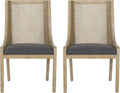 Maurers Upholstered Dining Chairs - Cane and Wood - Charcoal/Natural (Set of 2)