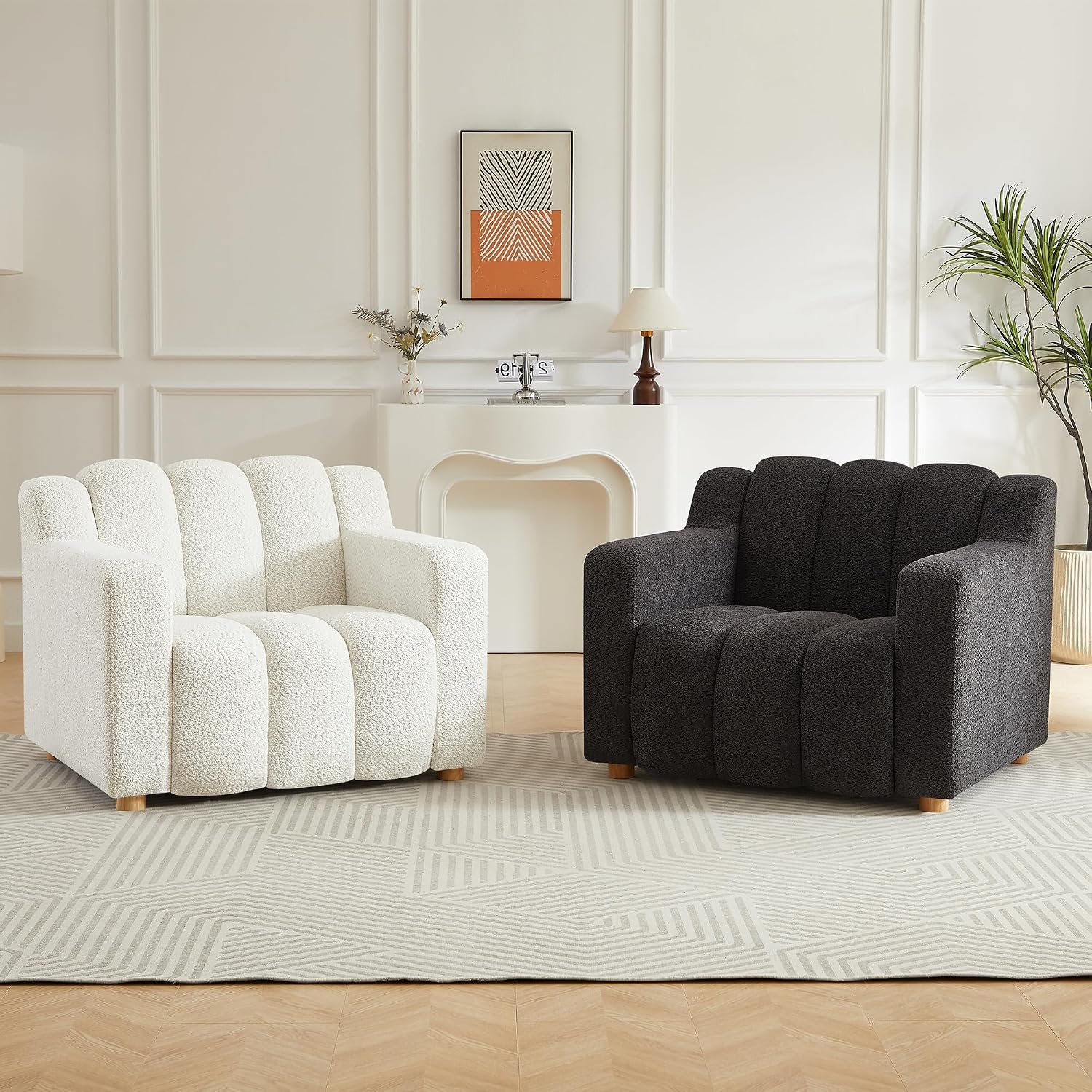 Mofolit Modern Accent Chair w/Chenille Fabric, 40' Wide Upholstered Single Sofa Armchair w/Deep seat for Bedroom,Apartment,Living Room Reading Room (1, Dark Gray)