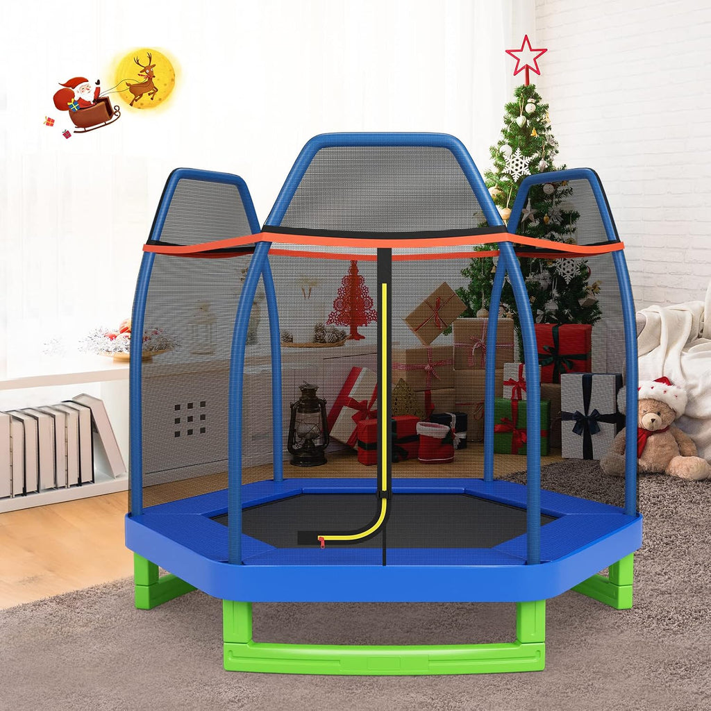 Giantex 7 Ft Trampoline for Kids, Heavy Duty Steel Frame Small Mini Toddler Trampoline, Great Gifts for Boys Girls, Outdoor Indoor Kids Trampoline with Net, for Age 3-8
