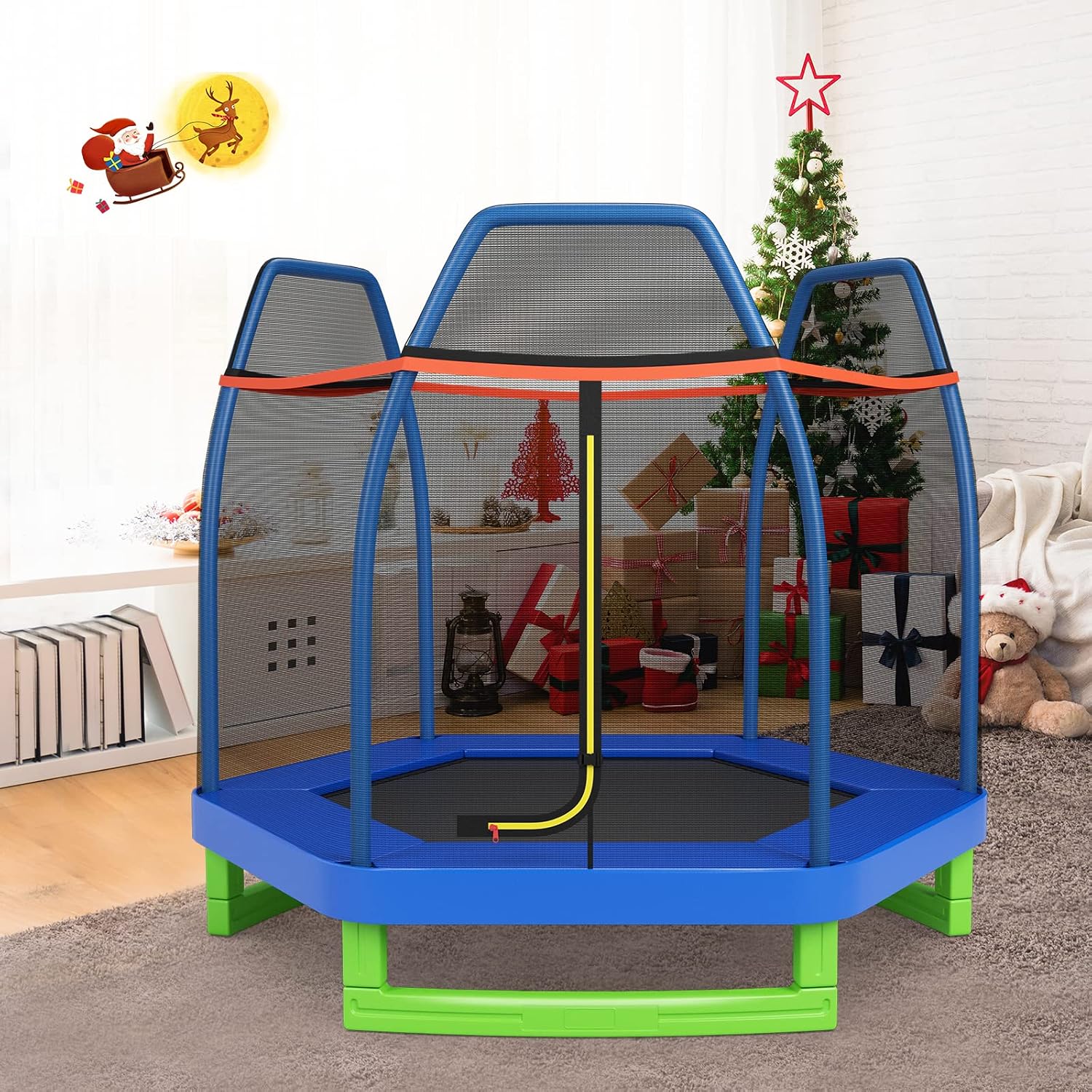 Giantex 7 Ft Trampoline for Kids, Heavy Duty Steel Frame Small Mini Toddler Trampoline, Great Gifts for Boys Girls, Outdoor Indoor Kids Trampoline with Net, for Age 3-8