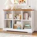 IRONCK 6 Cube Storage Organizer, Wooden Cube Shelf with Storage, Farmhouse Bookcase for Bedroom, Living Room and Home Office, White