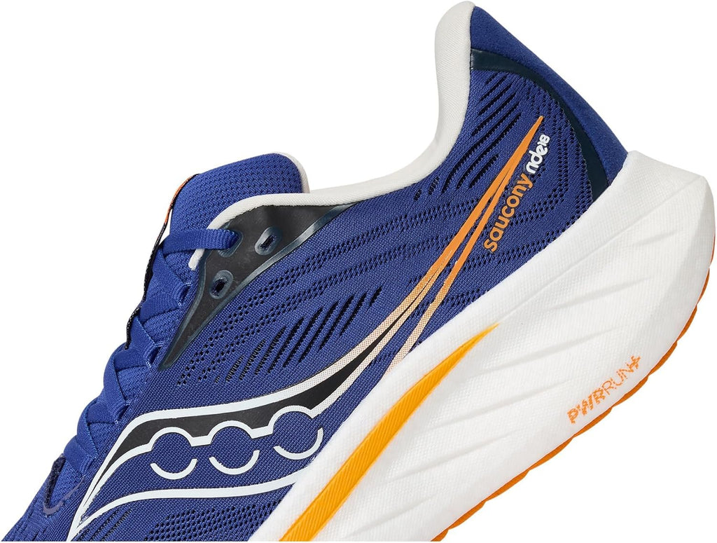 Saucony Men's Ride 18 Sneaker, Azurite/Peel, 9