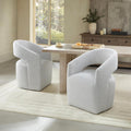 KISLOT Upholstered Dining Chairs with Casters, No Assembly Modern Barrel Armchair with Rollers for Dining Room, Bedroom, Living Room, Reading Room, Home Office, Set of 2, Light Grey