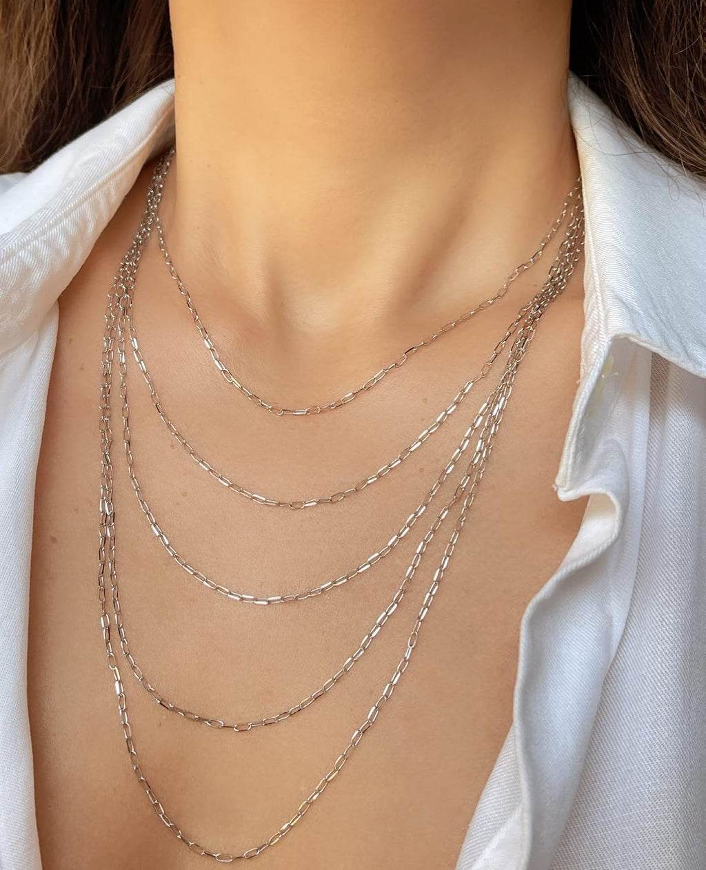 JEWELHEART 14K Solid Gold Cable Chain for Women, 1.7mm Diamond Cut Paperclip Link, Yellow or White Gold Pendant Necklace, Lobster Clasp, 14' up to 24'