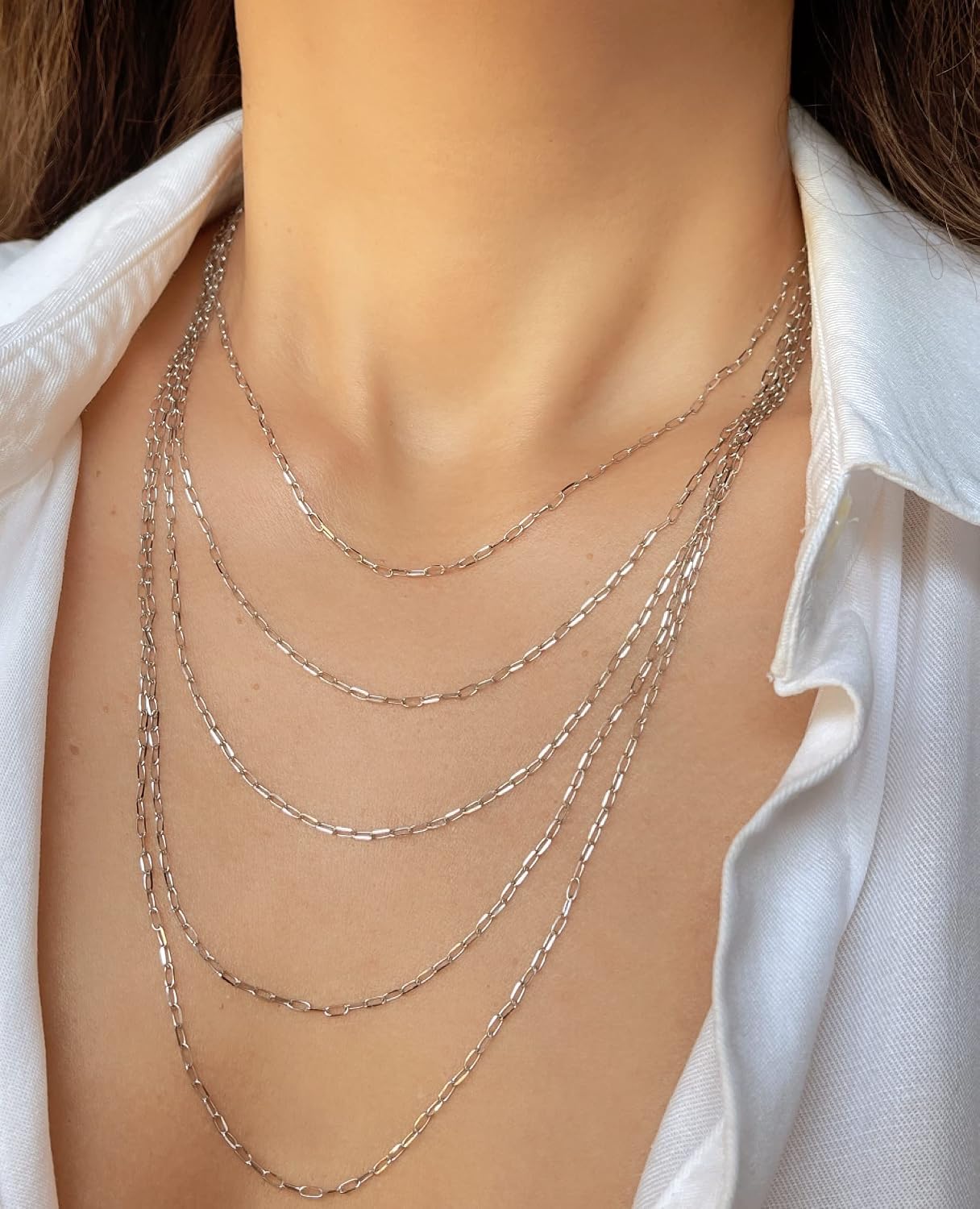 JEWELHEART 14K Solid Gold Cable Chain for Women, 1.7mm Diamond Cut Paperclip Link, Yellow or White Gold Pendant Necklace, Lobster Clasp, 14' up to 24'