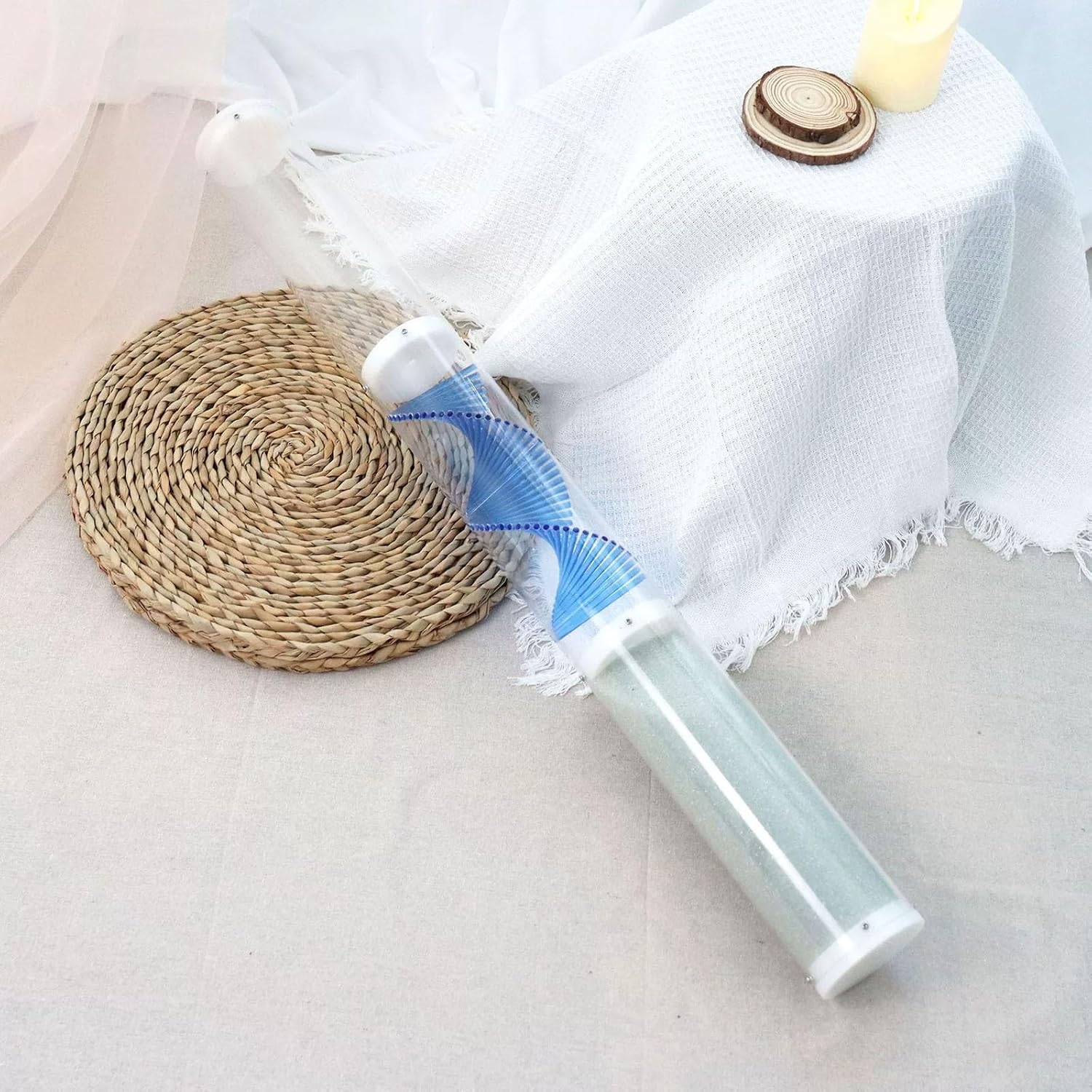 Rotating Rain Stick - Filled with Crystal Beads, 11-Minute Simulated Natural Rain Sound Instrument，Meditation & Sleep Aid, Healing Sounds