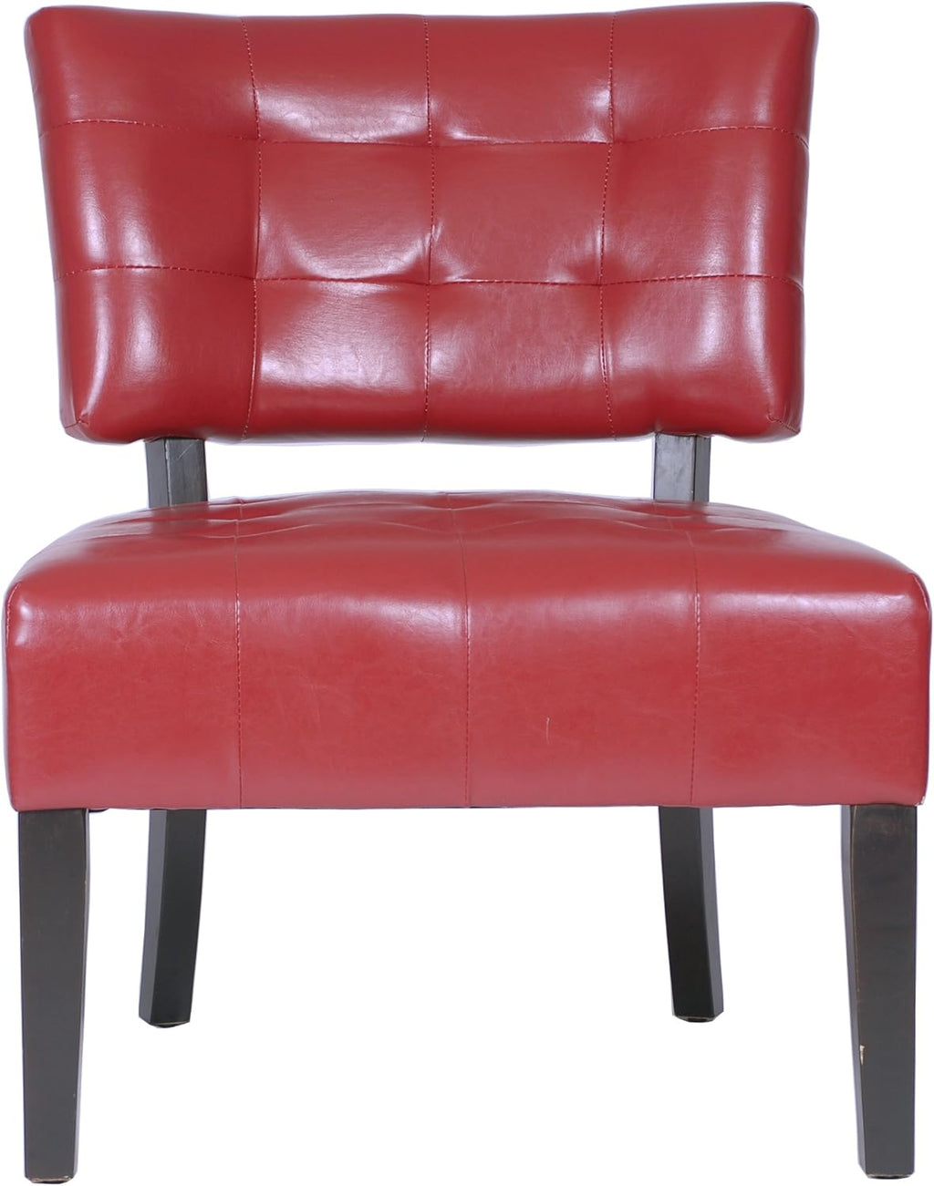 Roundhill Furniture Blended Leather Tufted Accent Chair with Oversized Seating, Red