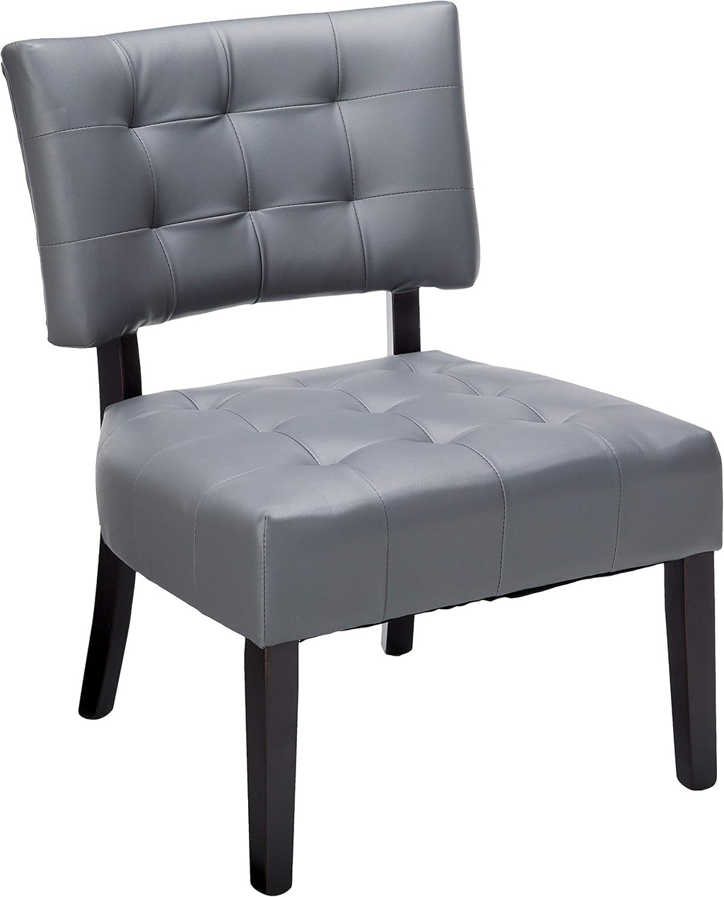 Roundhill Furniture Blended Leather Tufted Accent Chair with Oversized Seating, Gray