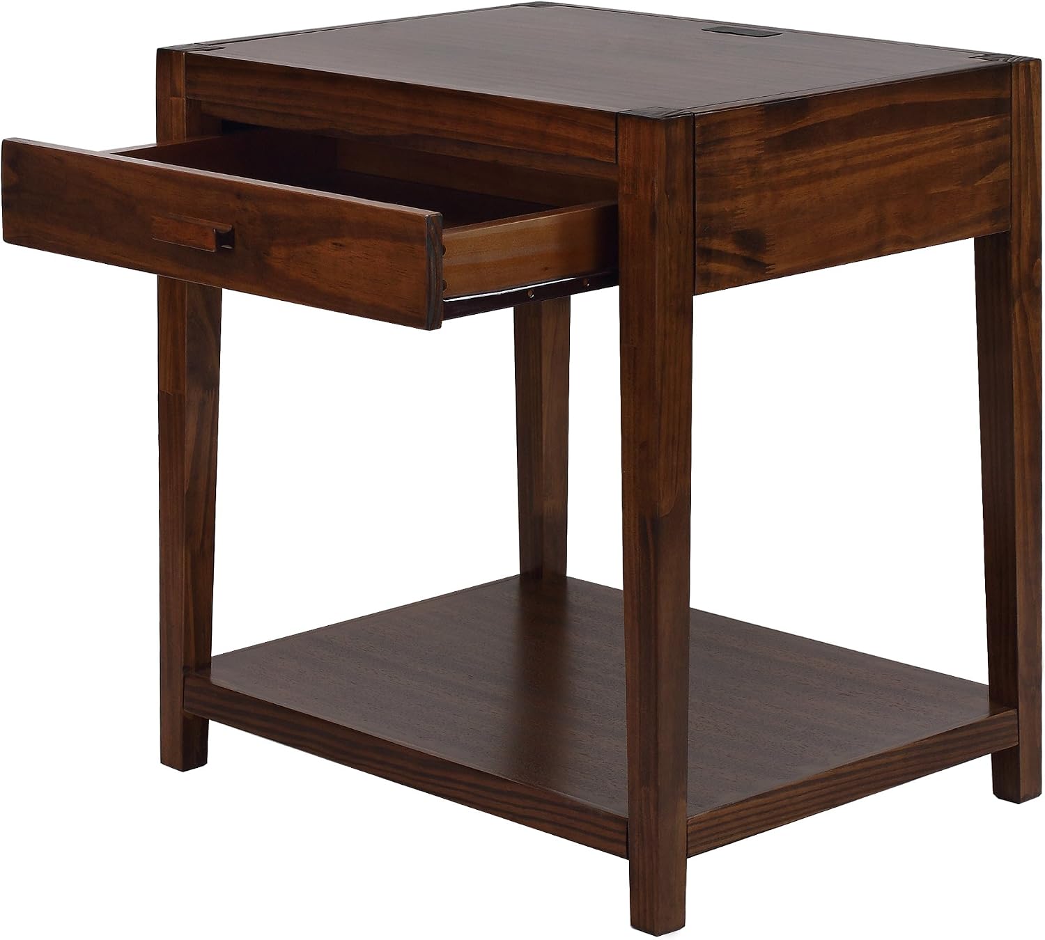 Casual Home Notre Dame Nightstand with USB Ports-Warm Brown 18.75 in x 24 in x 26 in (D x W x H)