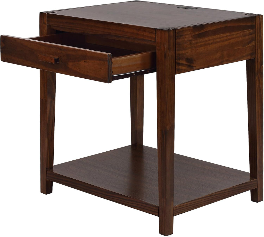 Notre Dame Nightstand with USB Port-Warm Brown