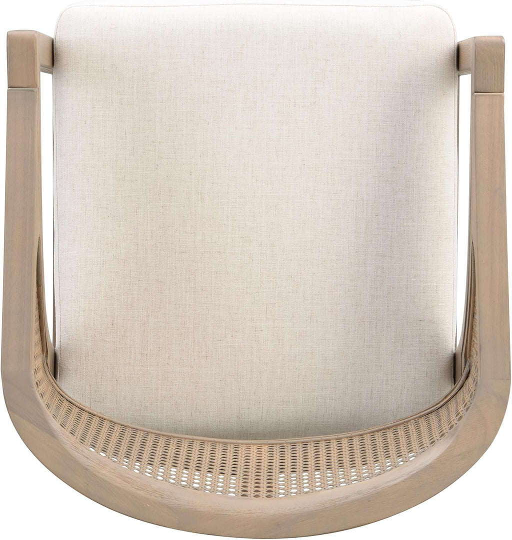 Christopher Knight Home Set of 2 Morley Wooden Counter Stool,Dining Room/Kitchen Island Barstool with footrest, Curved Backrest,Wicker/Cane Accents,Soft Removable Cushions, Light Beige+Light Ash