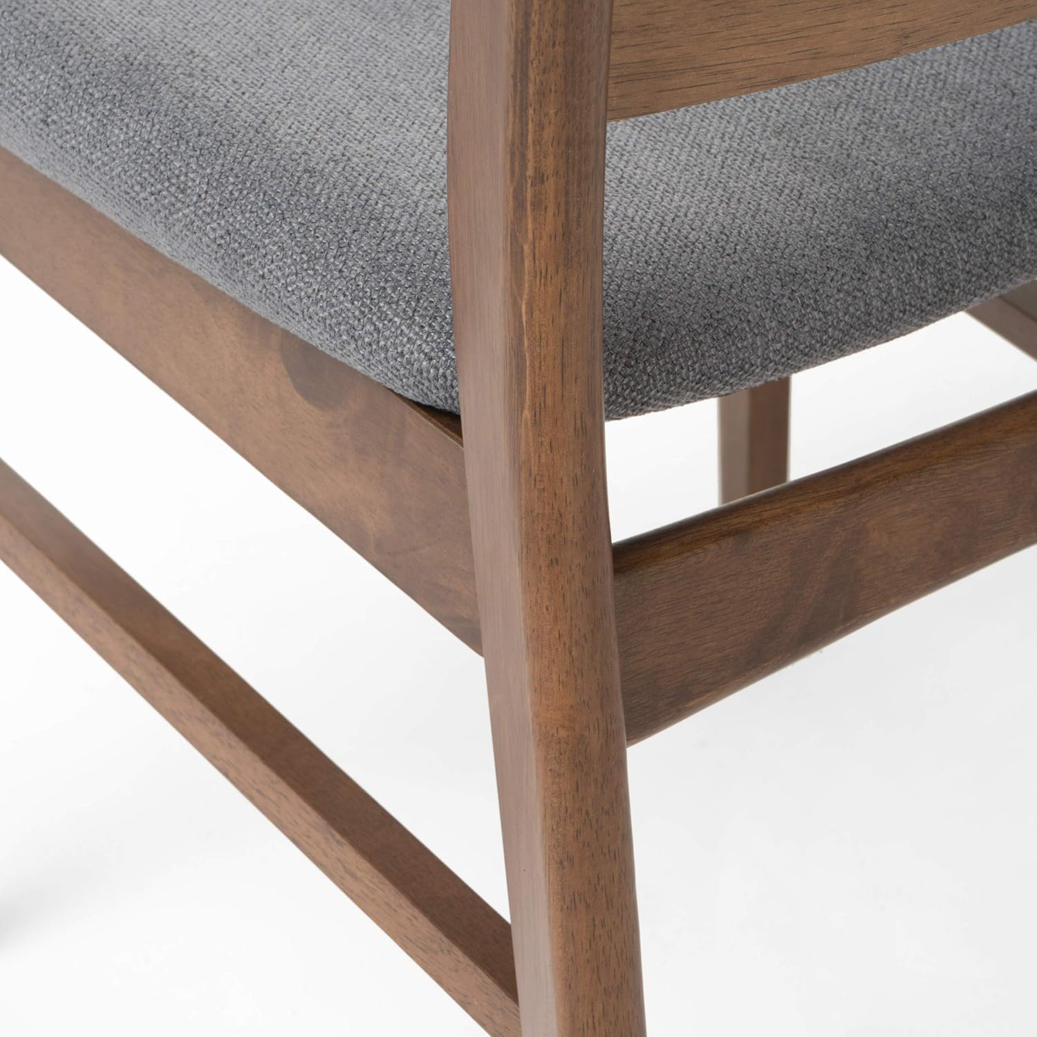 Christopher Knight Home Frances Mid-Century Modern Dining Chairs (Set of 4), 100% Polyester and Rubber Wood, Dark Gray, Walnut