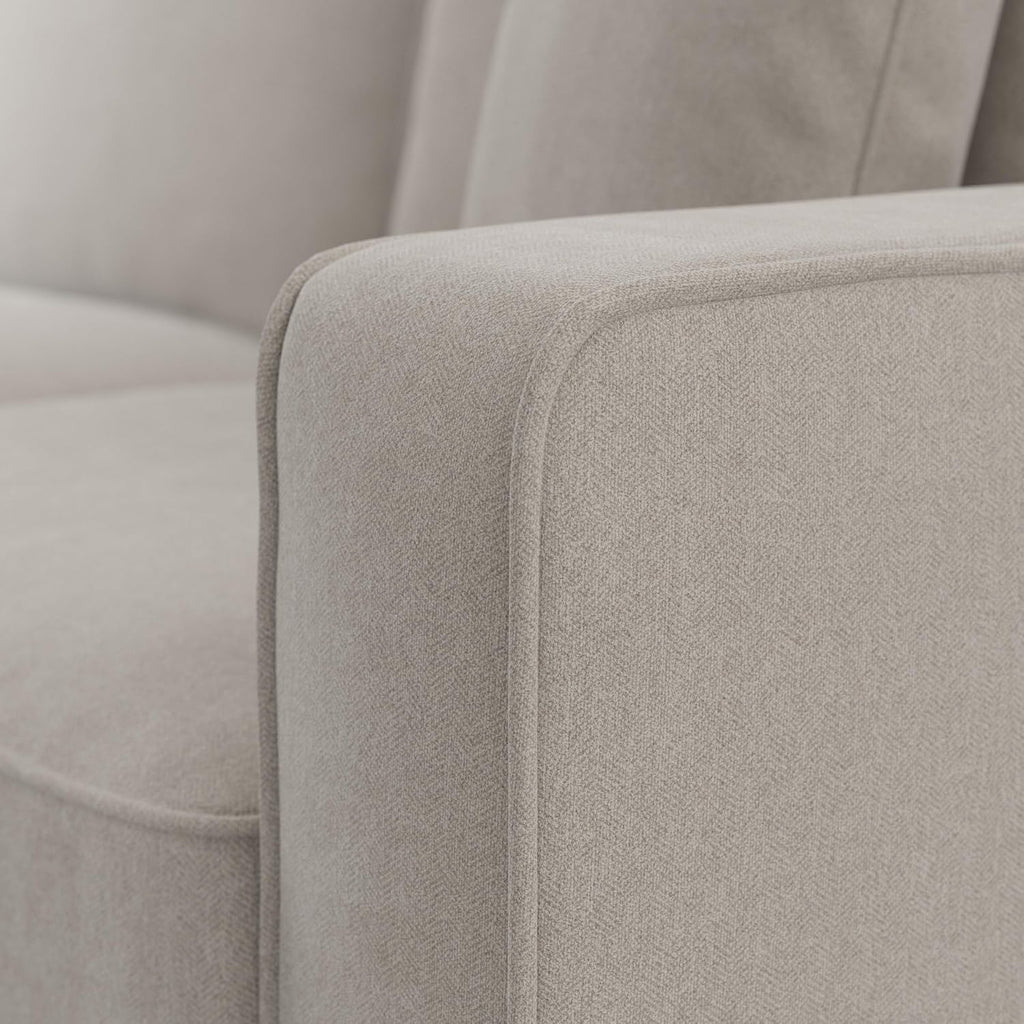 Bush Home Accent Chair with Arms, Modern Armchair with Pet-Friendly Fabric Upholstery, Living Room, Stockton Collection, Beige Herringbone