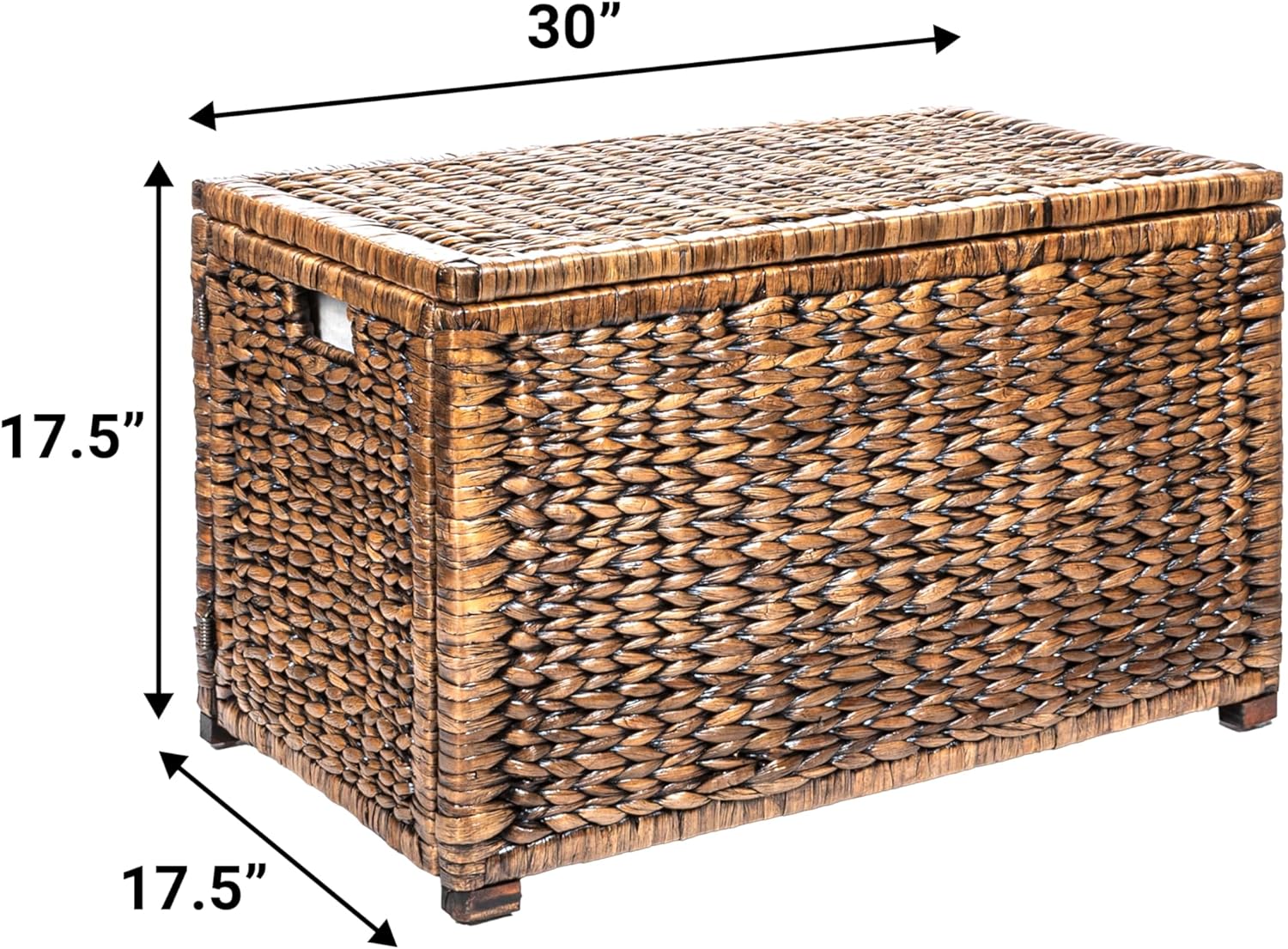 happimess HPM9005B Anada 30' Handwoven Wicker Weave Storage Trunk, Brown Wash, Collapsible for flat storage, for Office, Dorm Room, Entryway, Bedroom, Dining Room
