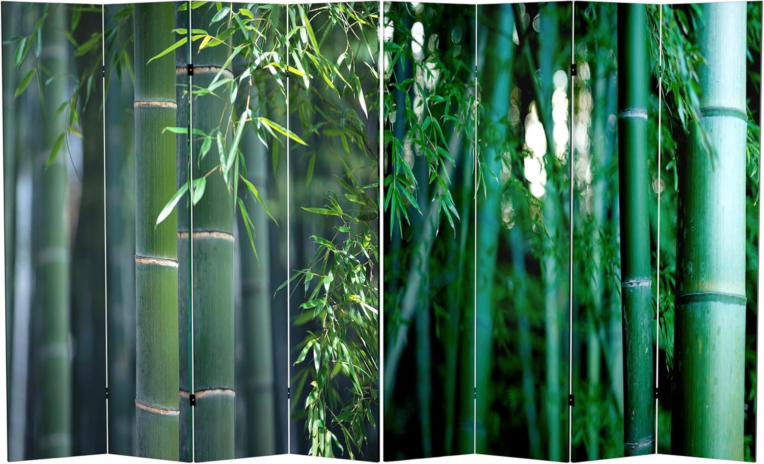 Red Lantern 6 ft. Tall Double Sided Bamboo Tree Canvas Room Divider 4 Panel 4 Panel Freestanding Folding Privacy Screen, Partition, and Separator for Modern and Contemporary Bedroom, Home Office