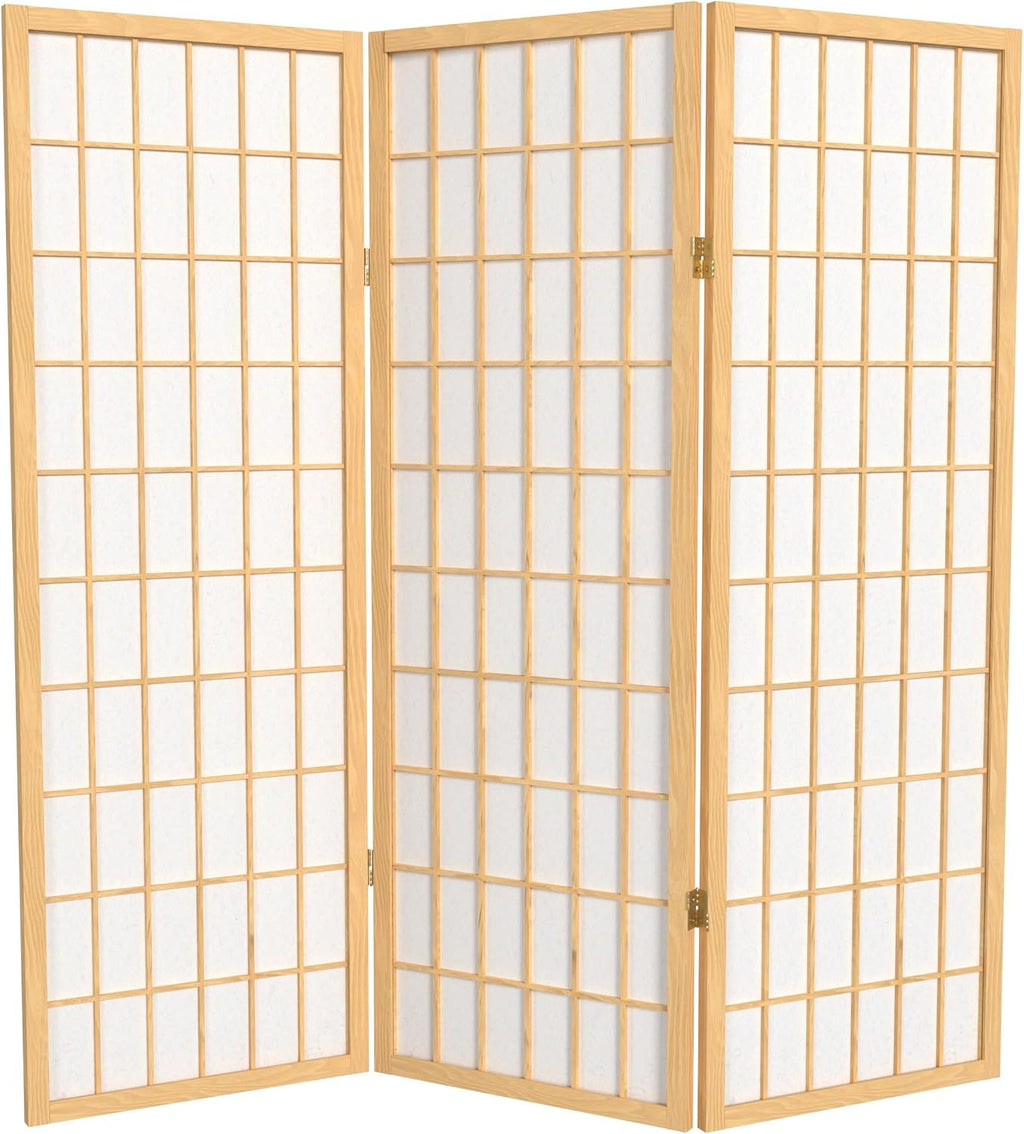4 ft. Short Window Pane Shoji Screen - Natural - 3 Panels