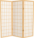4 ft. Short Window Pane Shoji Screen - Natural - 3 Panels