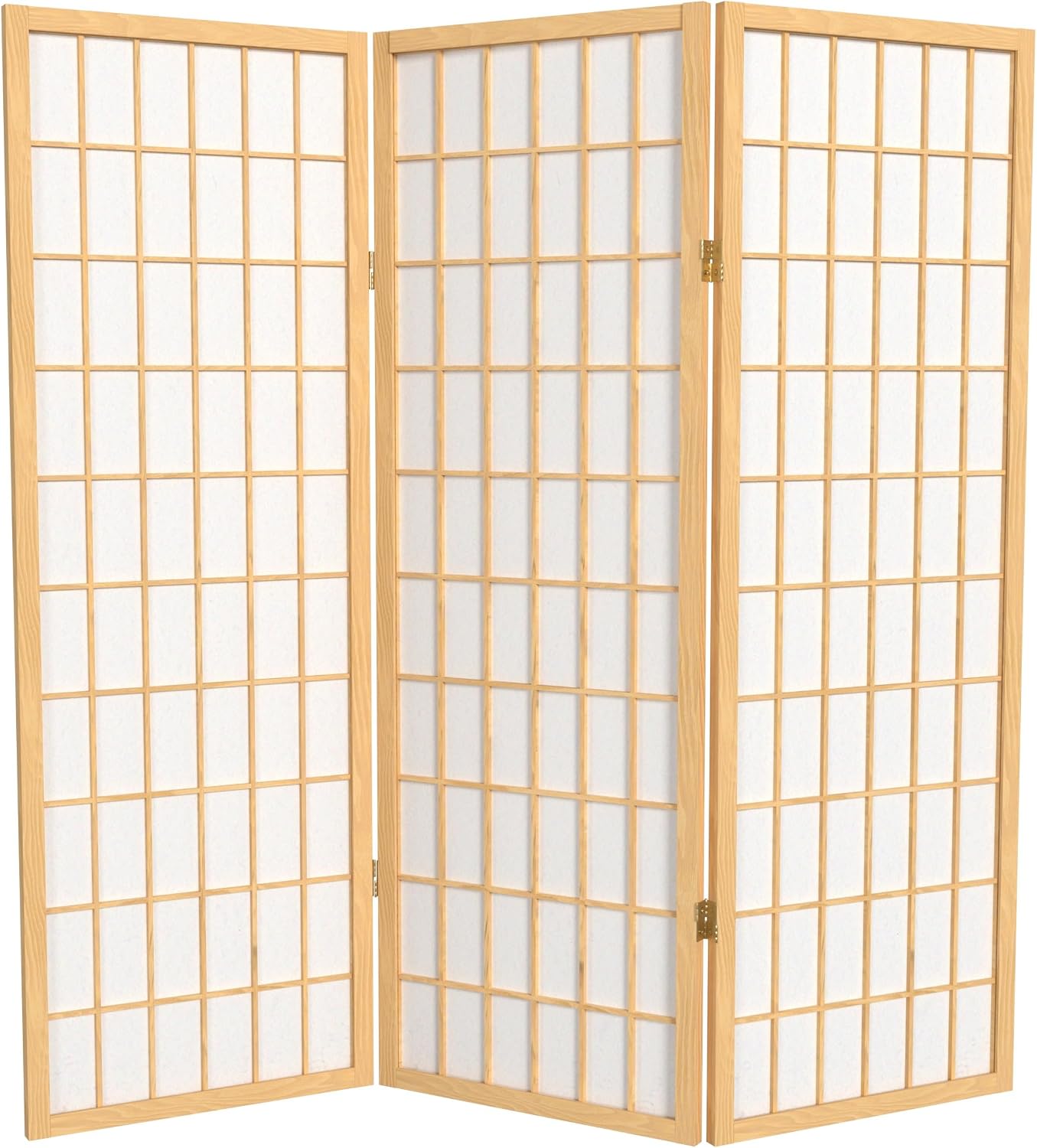 4 ft. Short Window Pane Shoji Screen - Natural - 3 Panels