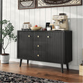47.2' w Fluted Buffet Cabinet with 3 Drawers & 2 Adjustable Shelves, Storage Cabinet with 2 Door, Modern Mid Century TV Stand Coffee Bar Cabinets for Living Room, Kitchen, Entryway