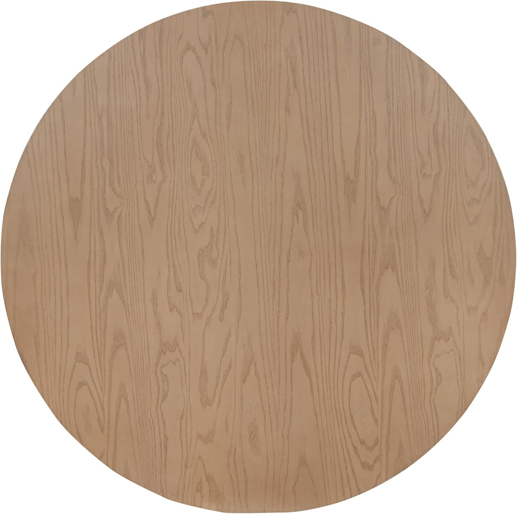 Christopher Knight Home Mundo Round Dining Table for 4, Rustic Wooden Kitchen Table with Pedestal Base, Circle Farmhouse Dinner Furniture for Dining Room, Kitchen, Living Room, Light Natural