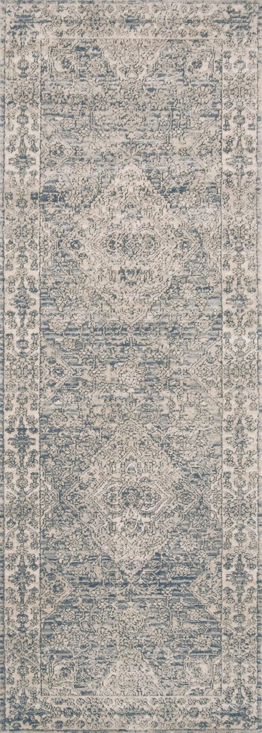 Loloi II Teagan Collection TEA-04 Sky/Natural 6'-7' x 9'-2', .25' Thick, Area Rug, Soft, Durable, Neutral, Woven, Low Pile, Non-Shedding, Easy Clean, Living Room Rug