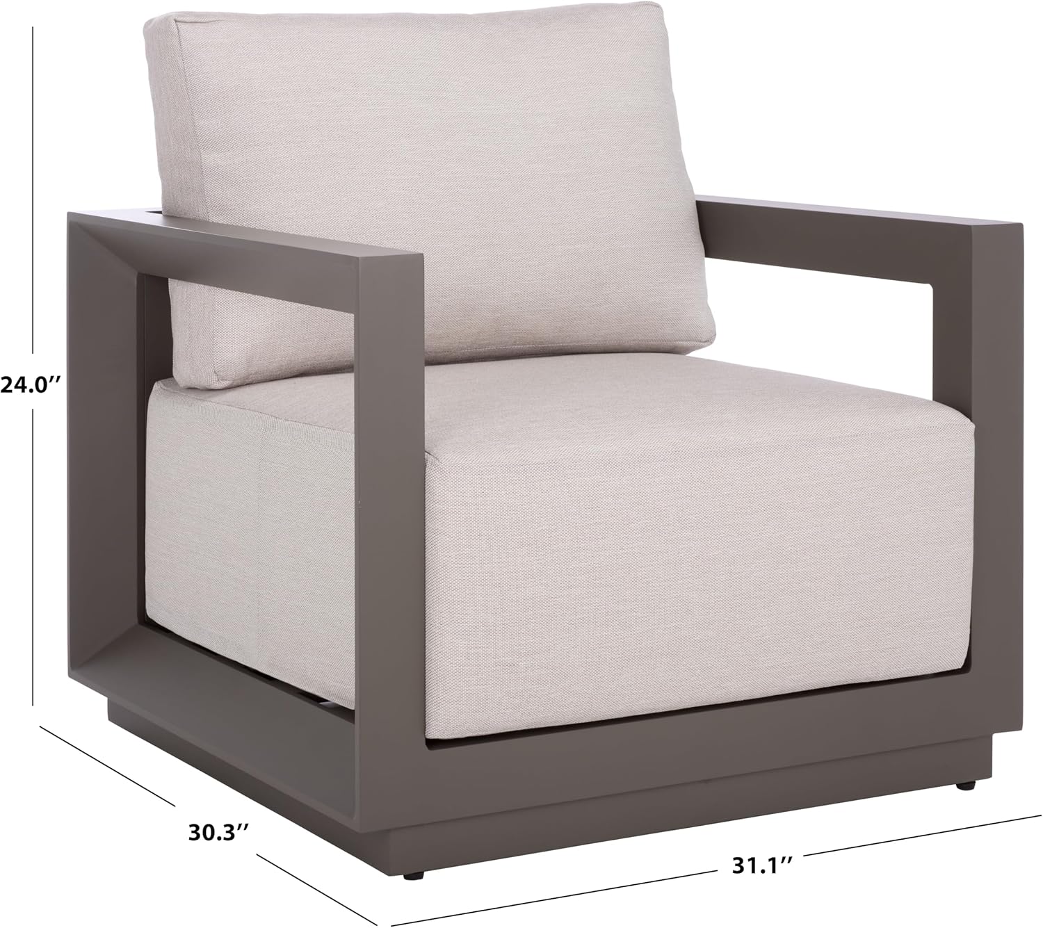 SAFAVIEH Couture Outdoor Patio Furniture Collection - Donaldo Accent Chair, Dark Grey Aluminum Frame with Beige Cushions, Fully Assembled (CPT4010A)