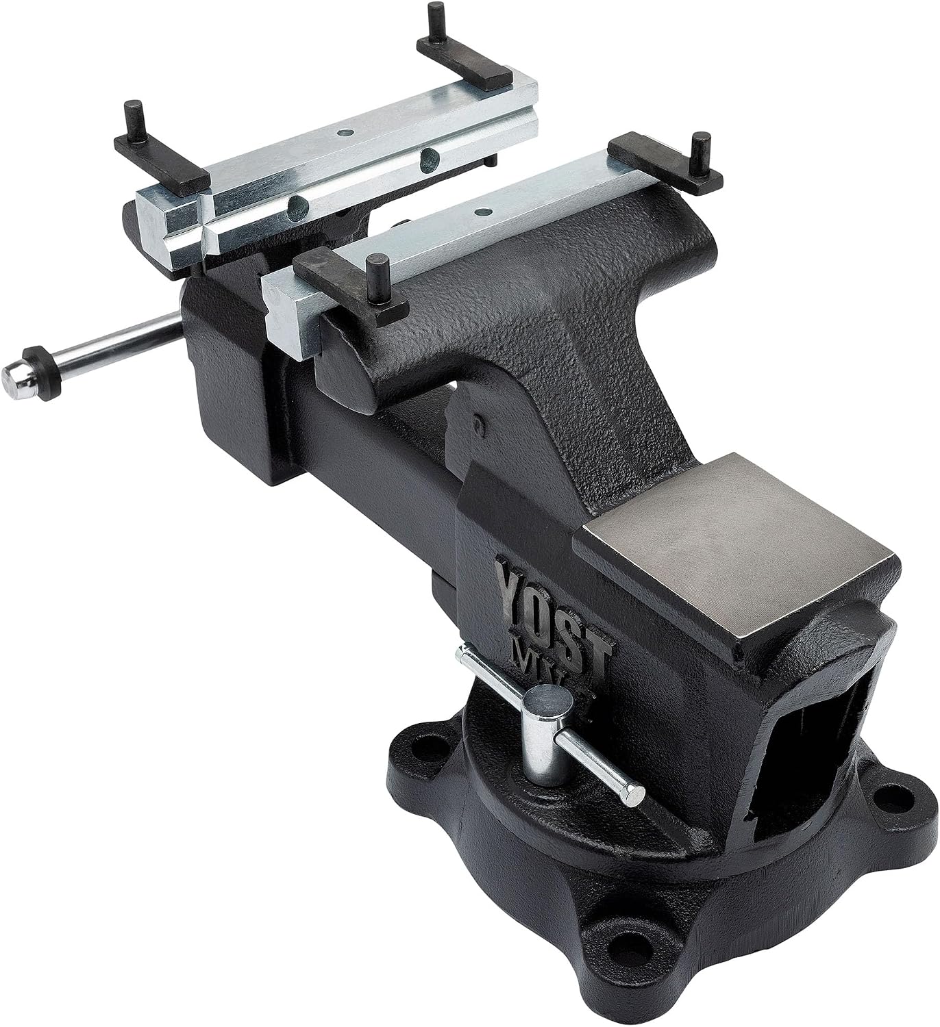 Yost MV-7 Multipurpose 7' Wide Jaw Homeowners Bench Vise | Industrial & Workshop-Grade Work Table Mechanic Tools for Wood Working, Metal Works, & DIY Projects | 360° Swivel Base | Includes 4 Jaw Dogs
