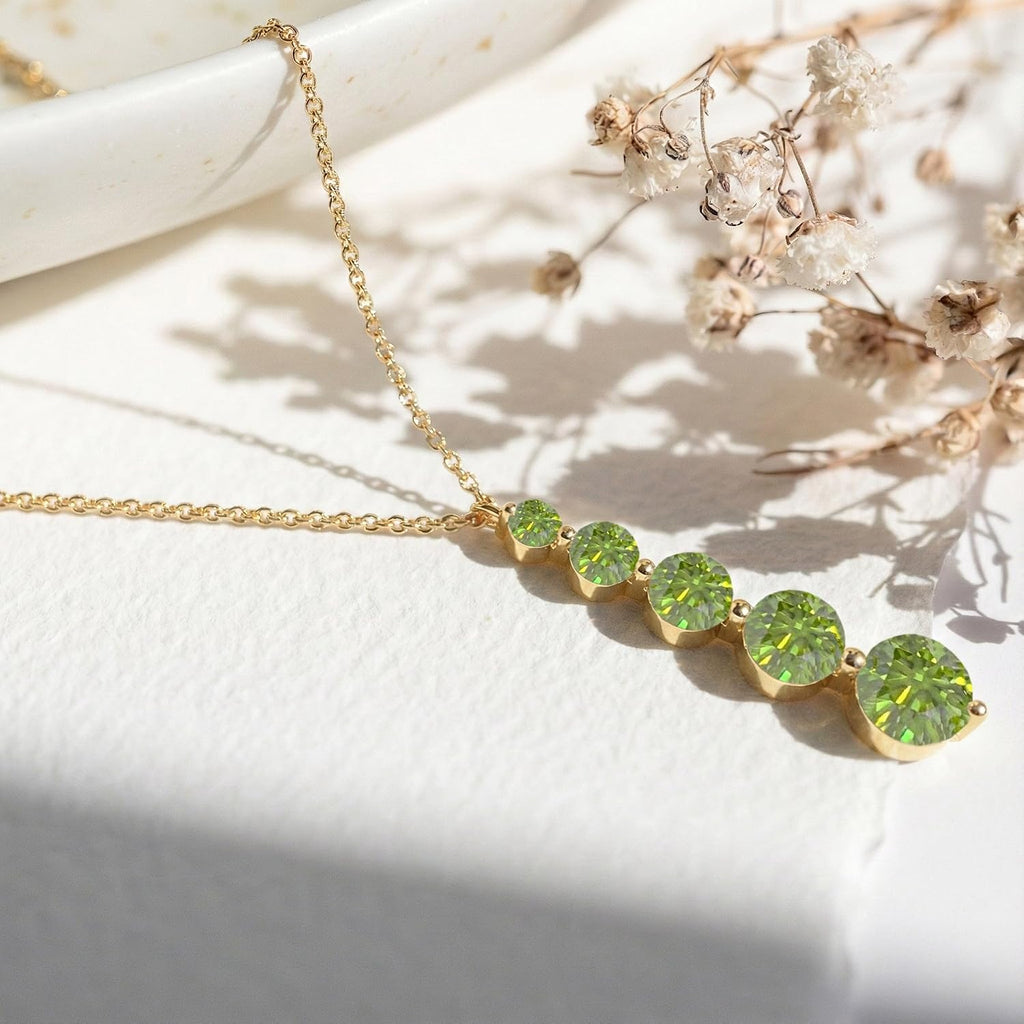 GOODSTONE JEWELS Linear Drop Pendant Necklace for Women in Yellow Gold Plated | Size 16+2 Inch Cable Chain with Lobster Clasp | Natural Birthstone Jewelry Gift for Her