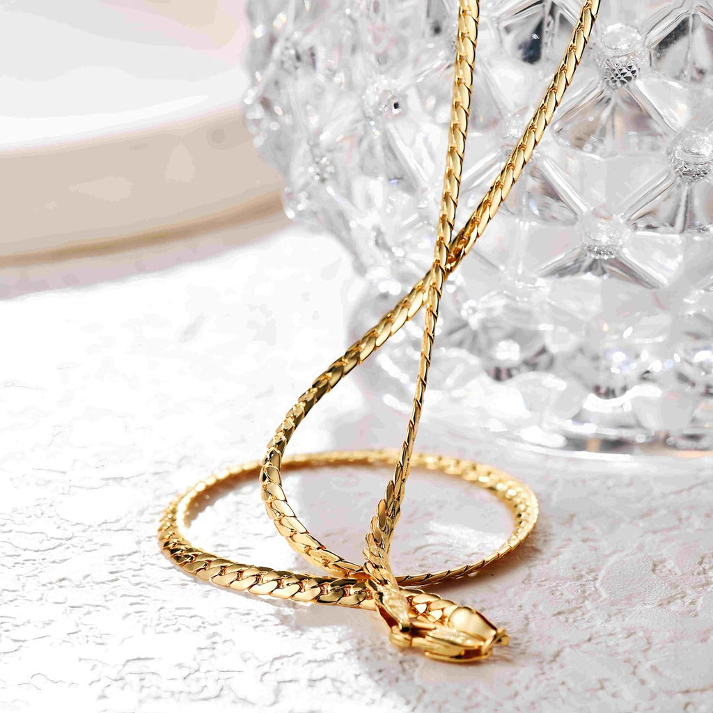 Gold Chain for Women & Men,14K Gold Necklace for Men &Women Flat Snake Chains for Womens Herringbone Curb Choker Chains Necklaces 3MM Width，18' 20' 22' 24'