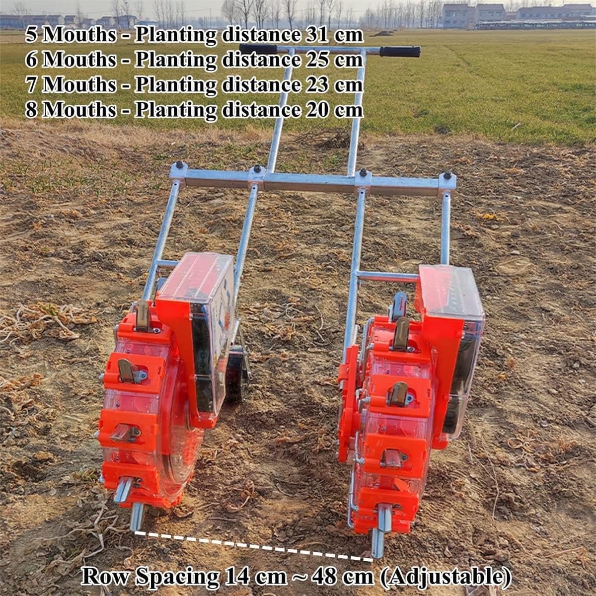 Portable Manual Seeder, Double Row Sowing Spreaders Hand-Push Roller Seeder Garden Seeder Fertilizer Applicator Visible New Automatic Small On-Demand Player,8 Mouths (8 Mouths