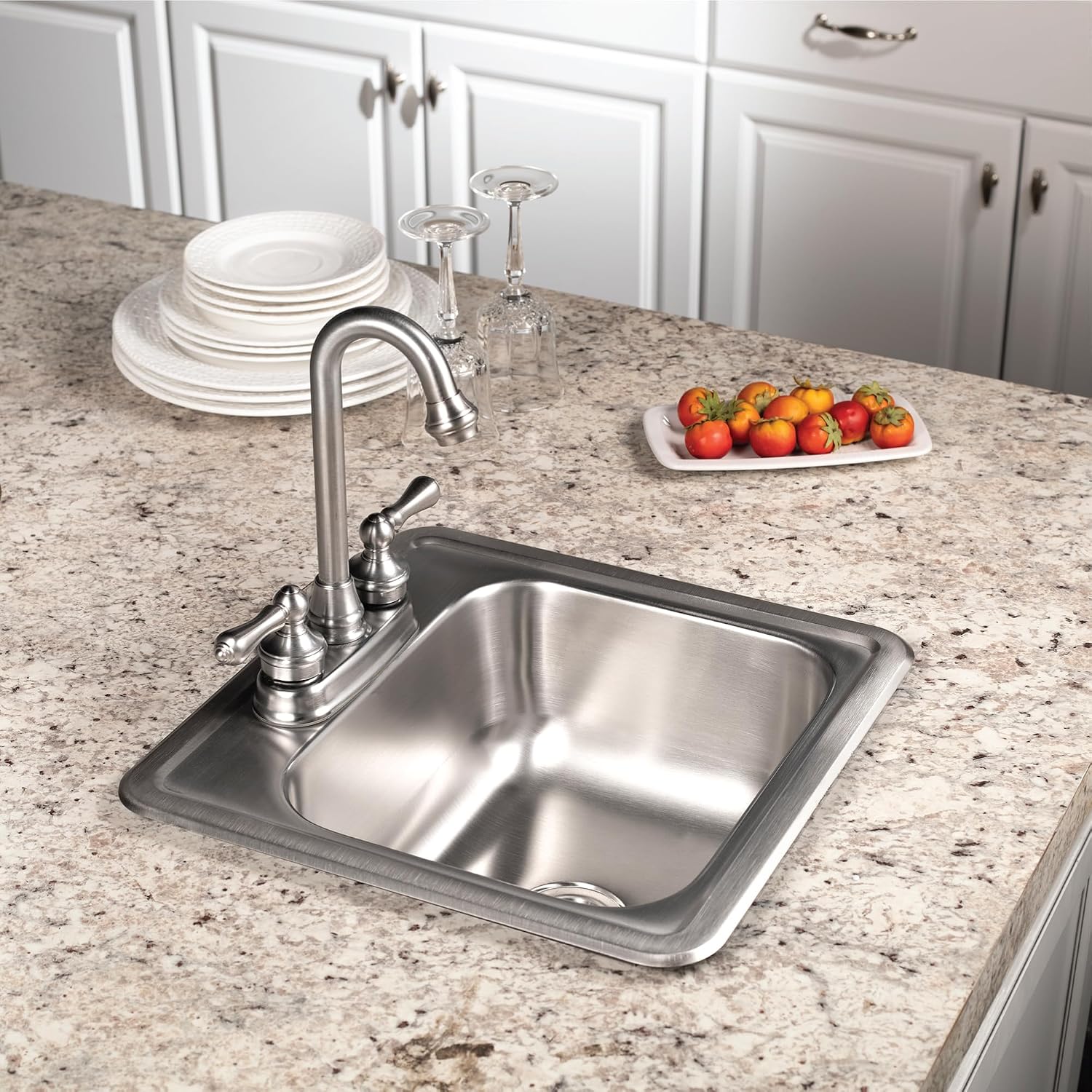 Houzer Hospitality Stainless Steel Kitchen Bar & Prep Sink - 18 Inch Drop-In Topmount Round Sink for Bar & Kitchen, Durable & Versatile, Nested 40-Pack - 1515-6BS-40