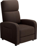 GarveeHome Linen Fabric Manual Recliner Chair, with Side Pocket, High Backrest, Thick Cushion, Adjustable Push Back Recliner, Lazy Lounge Chair for Living Room, Home Theater, Bedroom, Brown