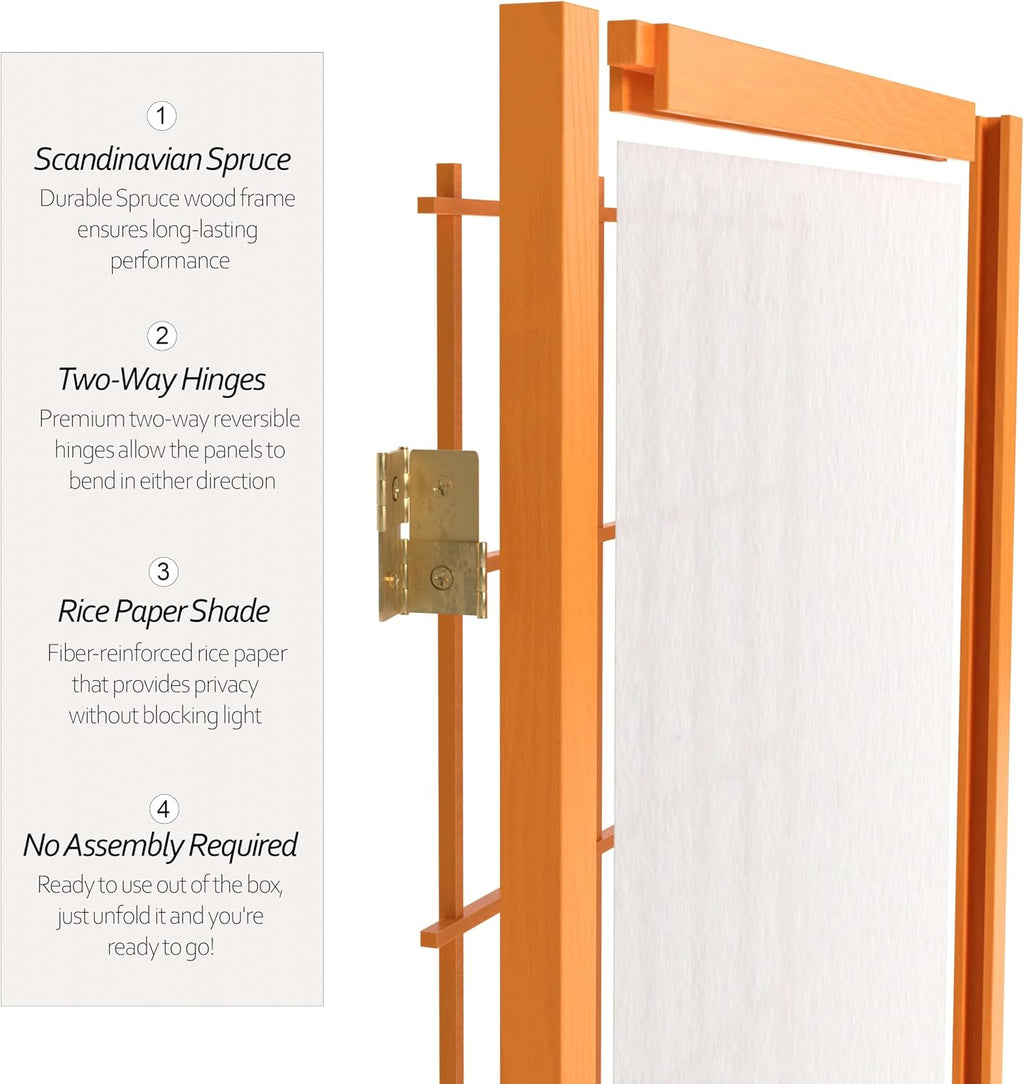 4 ft. Short Window Pane Shoji Screen - Honey - 3 Panels