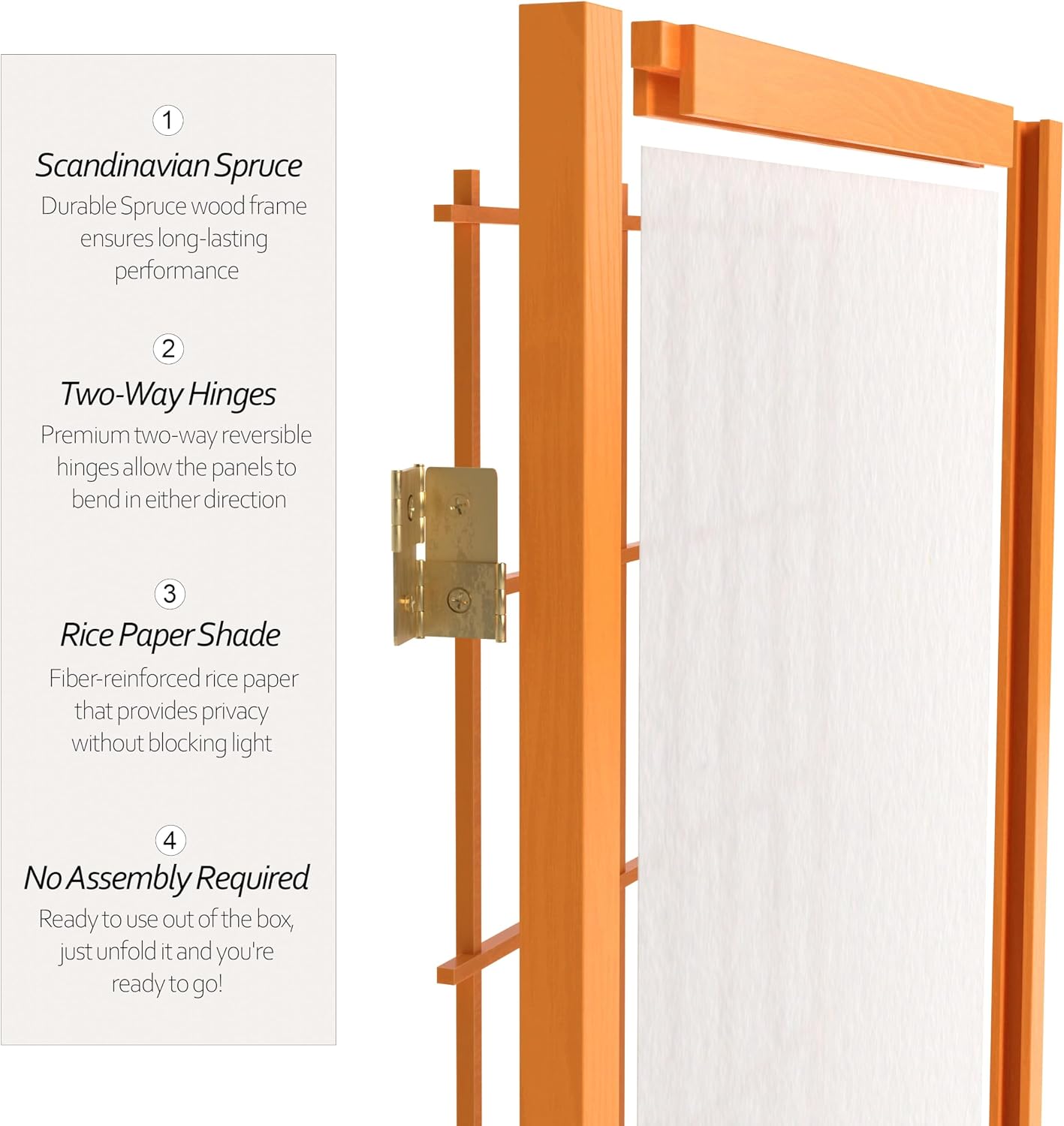 4 ft. Short Window Pane Shoji Screen - Honey - 3 Panels