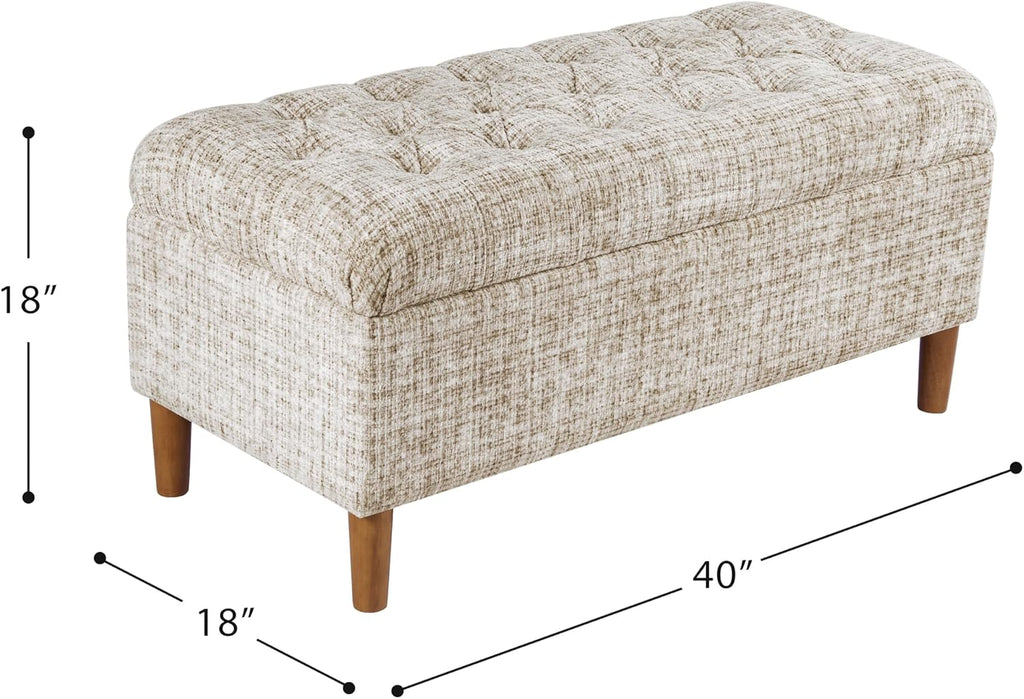 HomePop 40' Ainsley Button Tufted Storage Bench - Cream Textural Woven