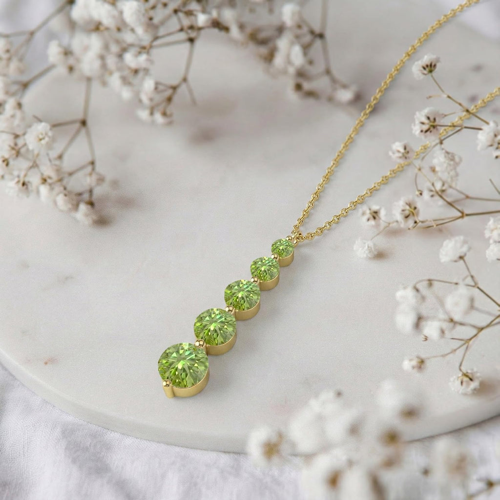 GOODSTONE JEWELS Linear Drop Pendant Necklace for Women in Yellow Gold Plated | Size 16+2 Inch Cable Chain with Lobster Clasp | Natural Birthstone Jewelry Gift for Her